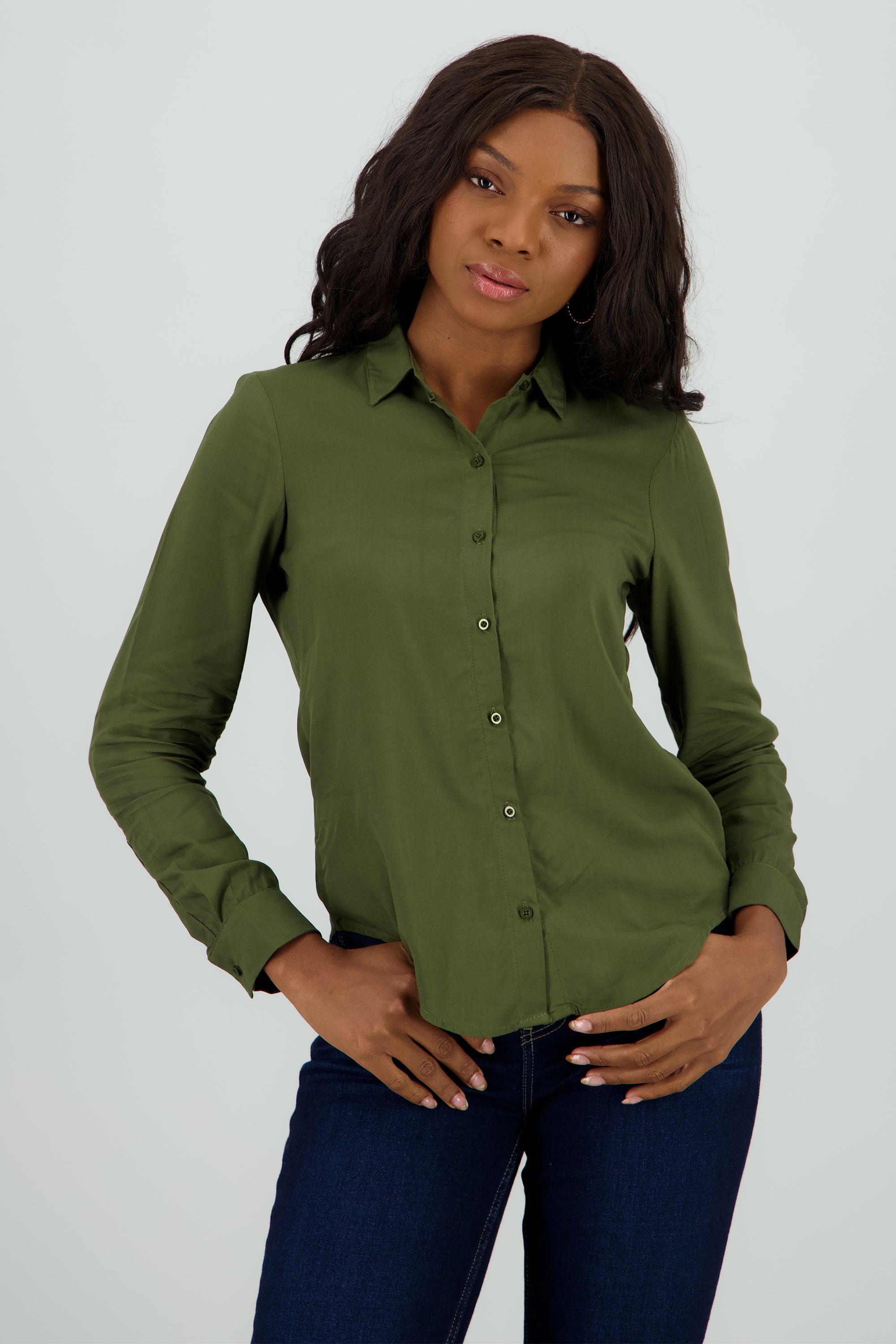 Camisa Manga Larga Lisa OLIVO
