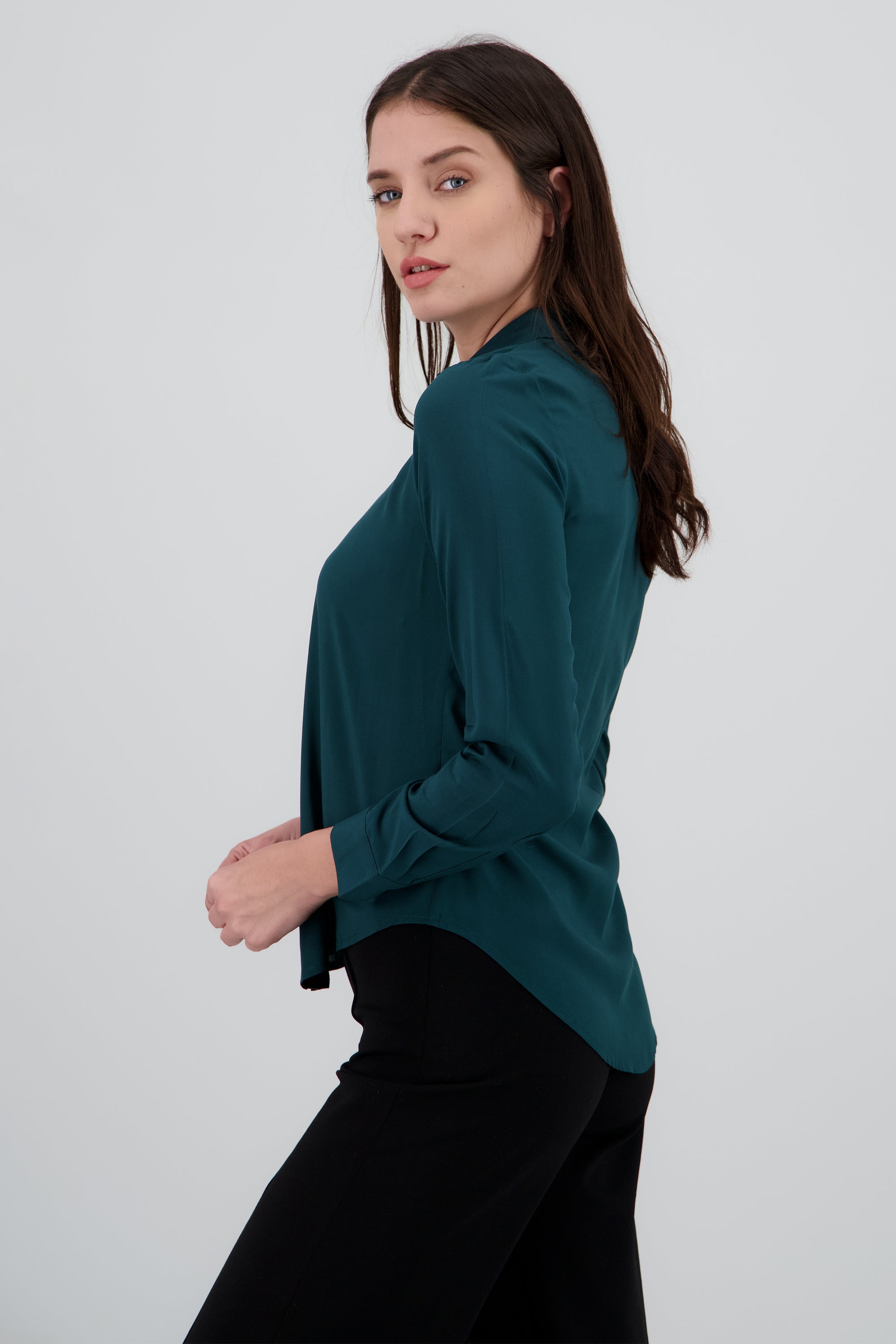 Camisa Manga Larga Lisa VERDE CAZADOR