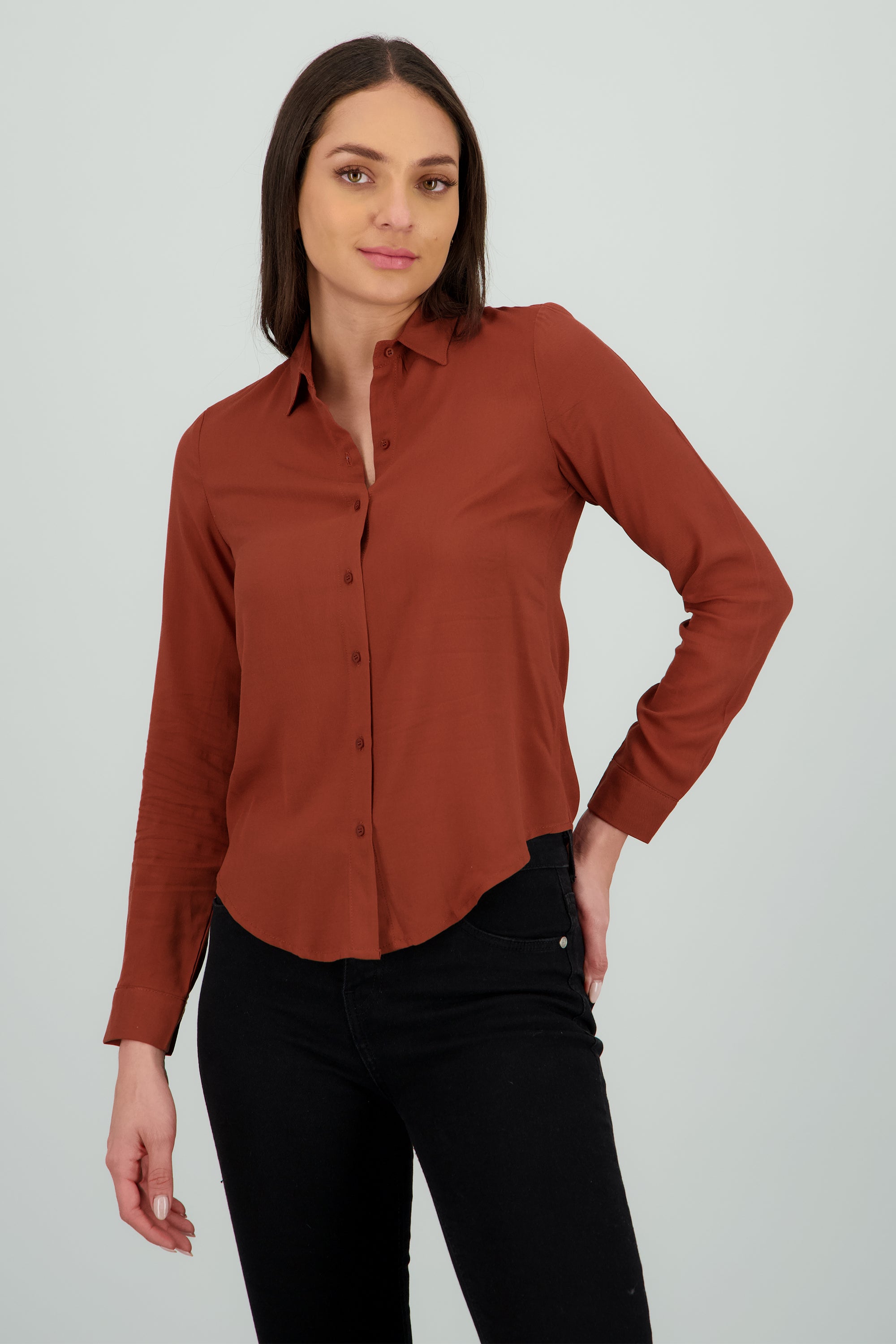 Camisa Manga Larga Lisa CAFE OBSCURO