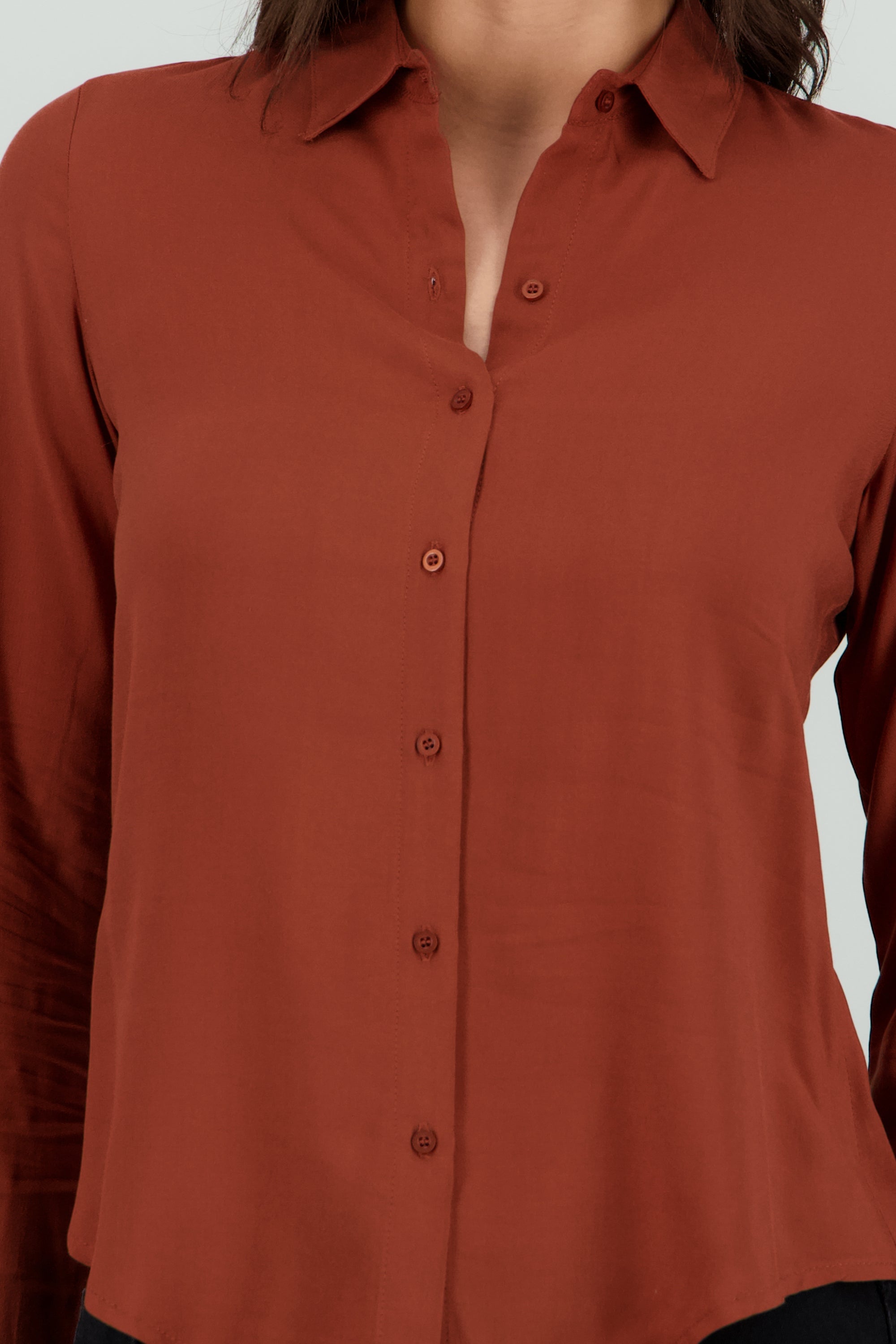 Camisa Manga Larga Lisa CAFE OBSCURO