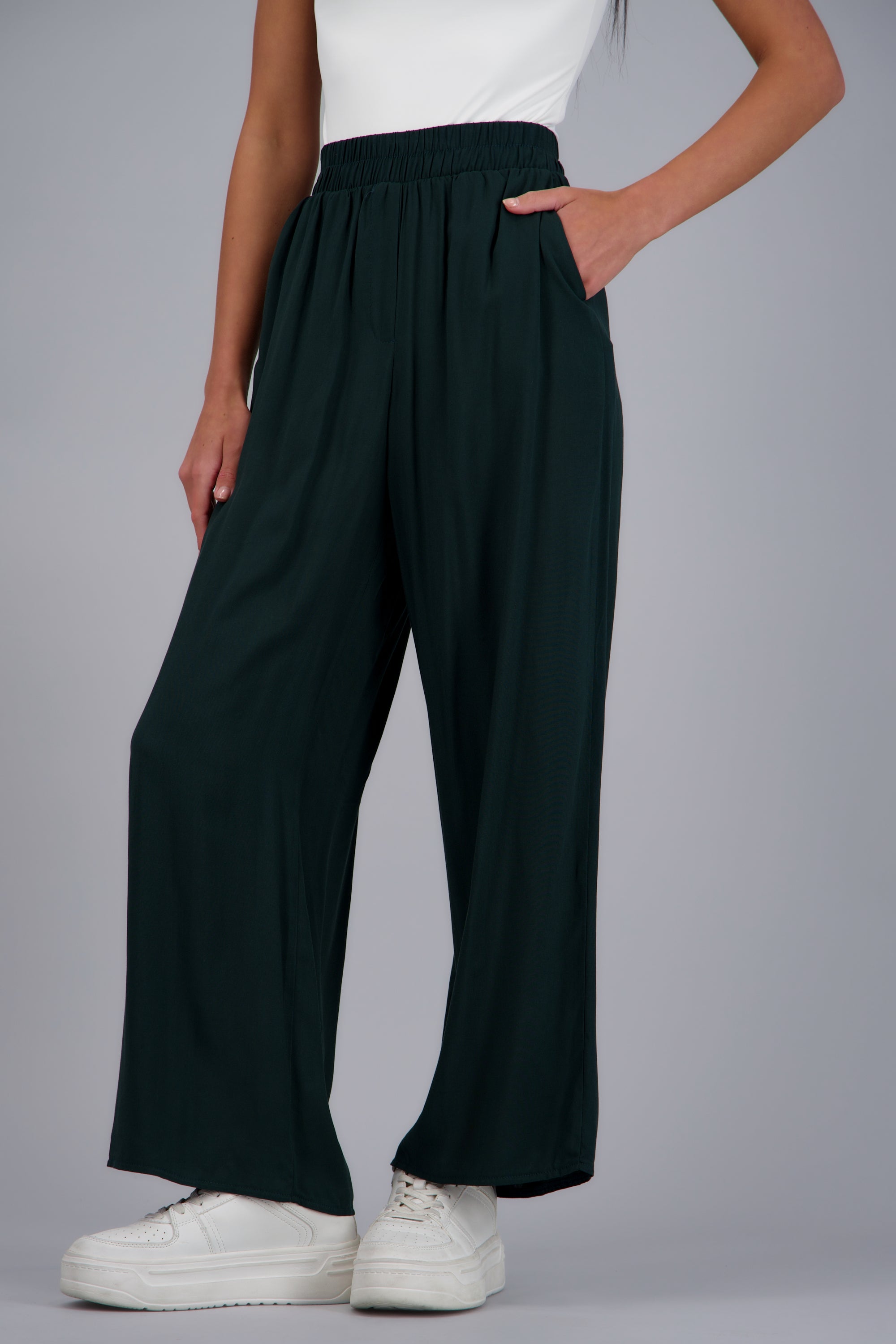 Pantalón Wide Leg Cintura Alta Fruncida JADE