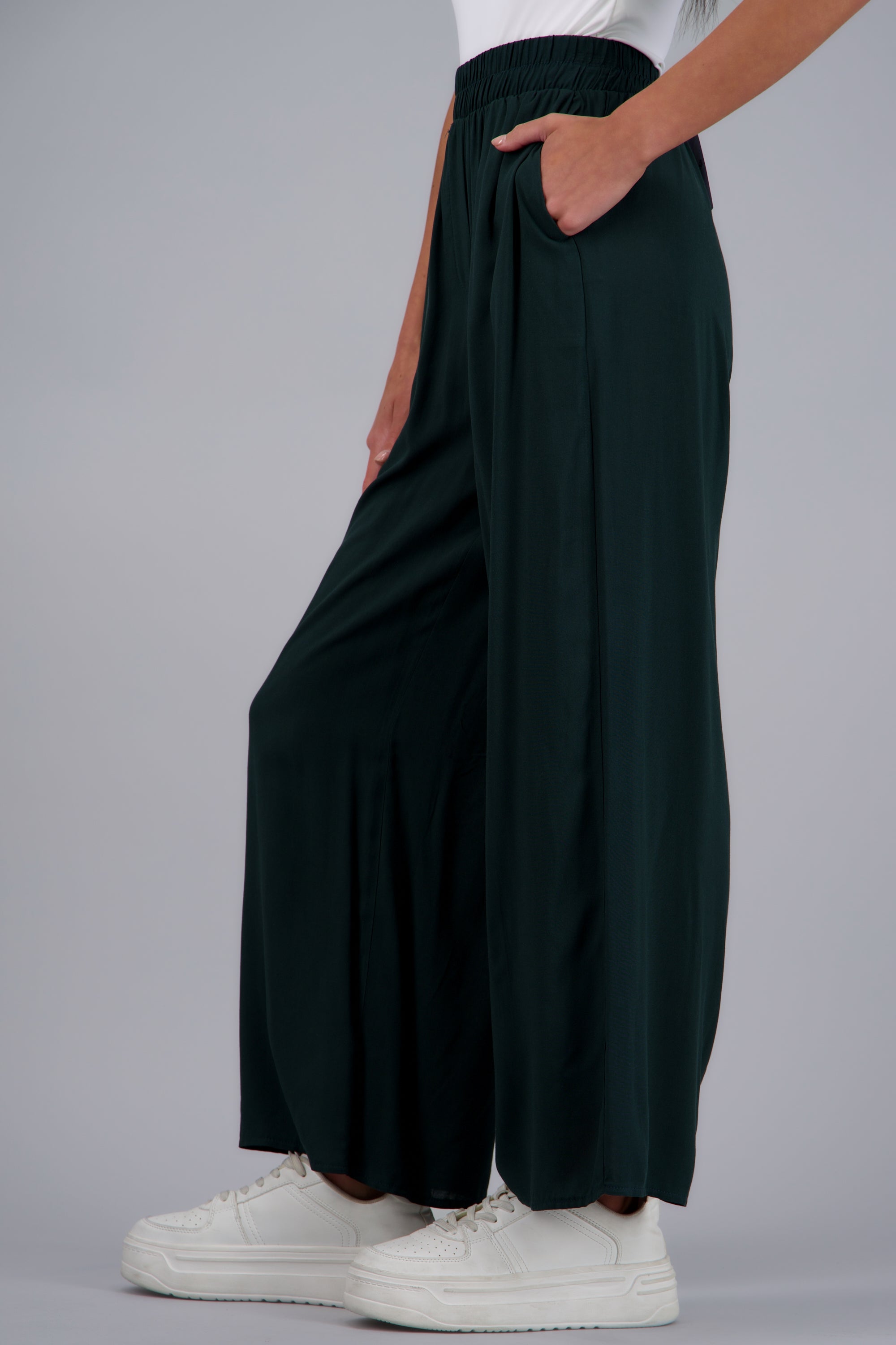 Pantalón Wide Leg Cintura Alta Fruncida JADE