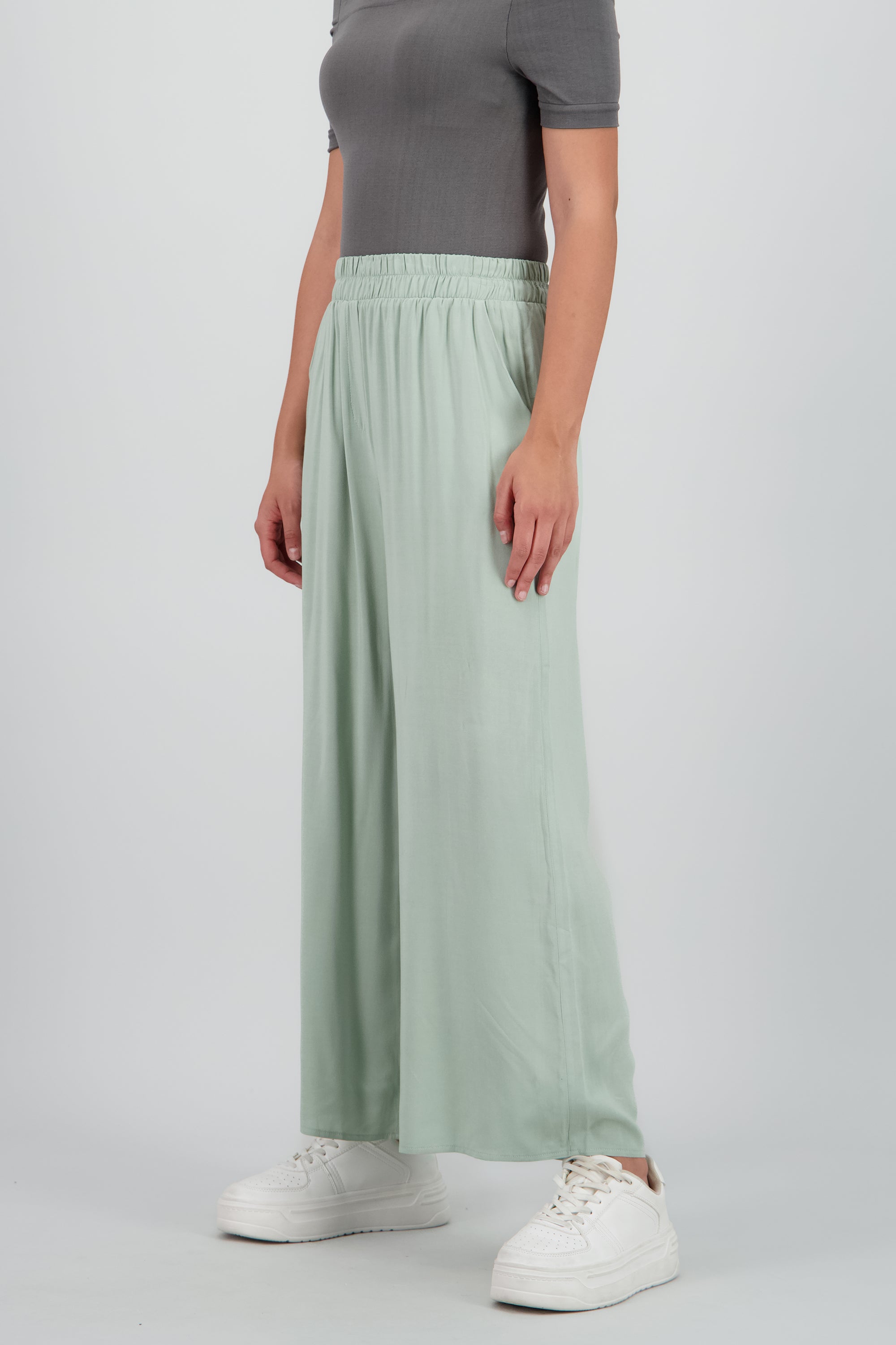 Pantalón Wide Leg Cintura Alta Fruncida SAGE