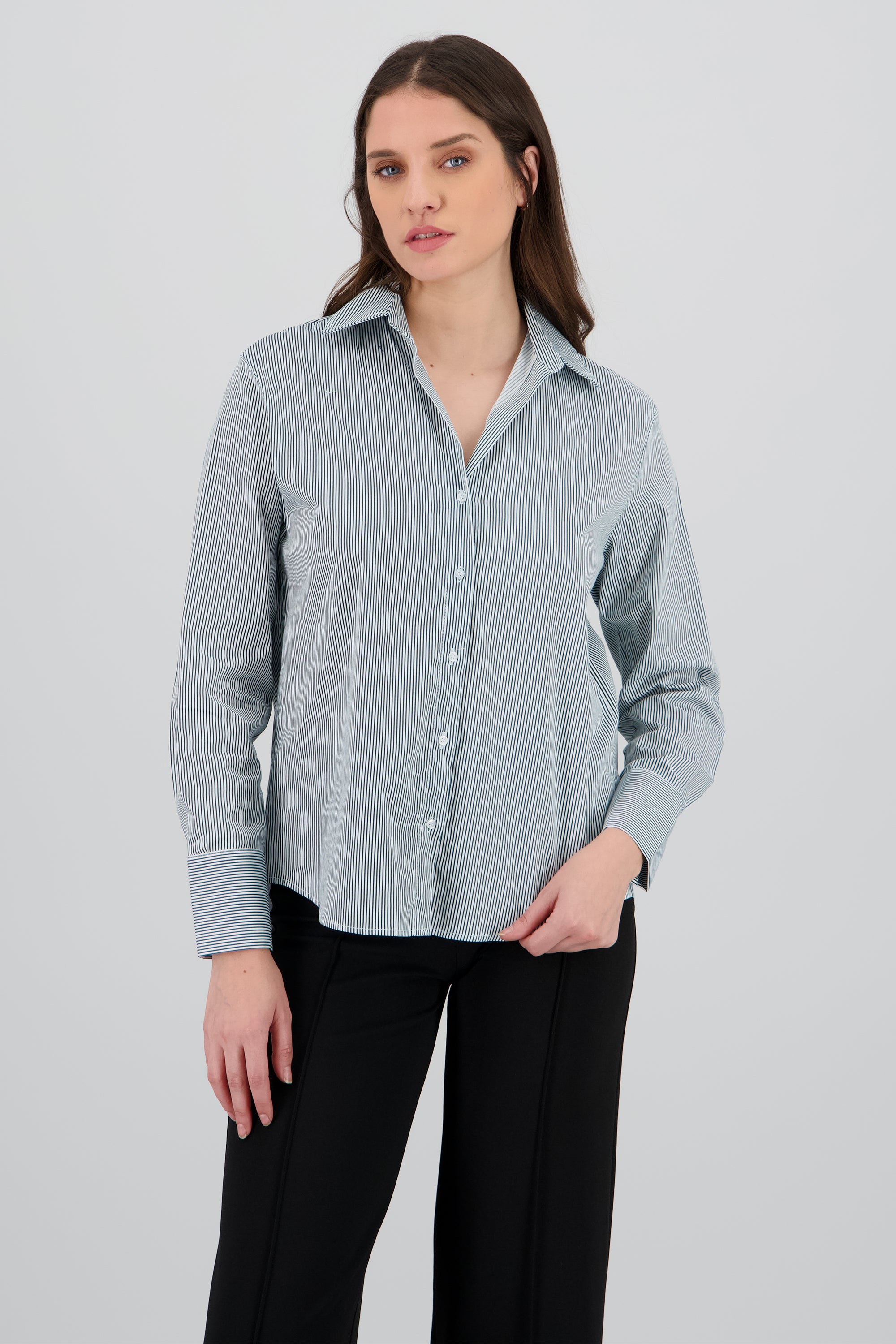 Camisa manga larga estampado rayas diplomaticas VERDE COMBO