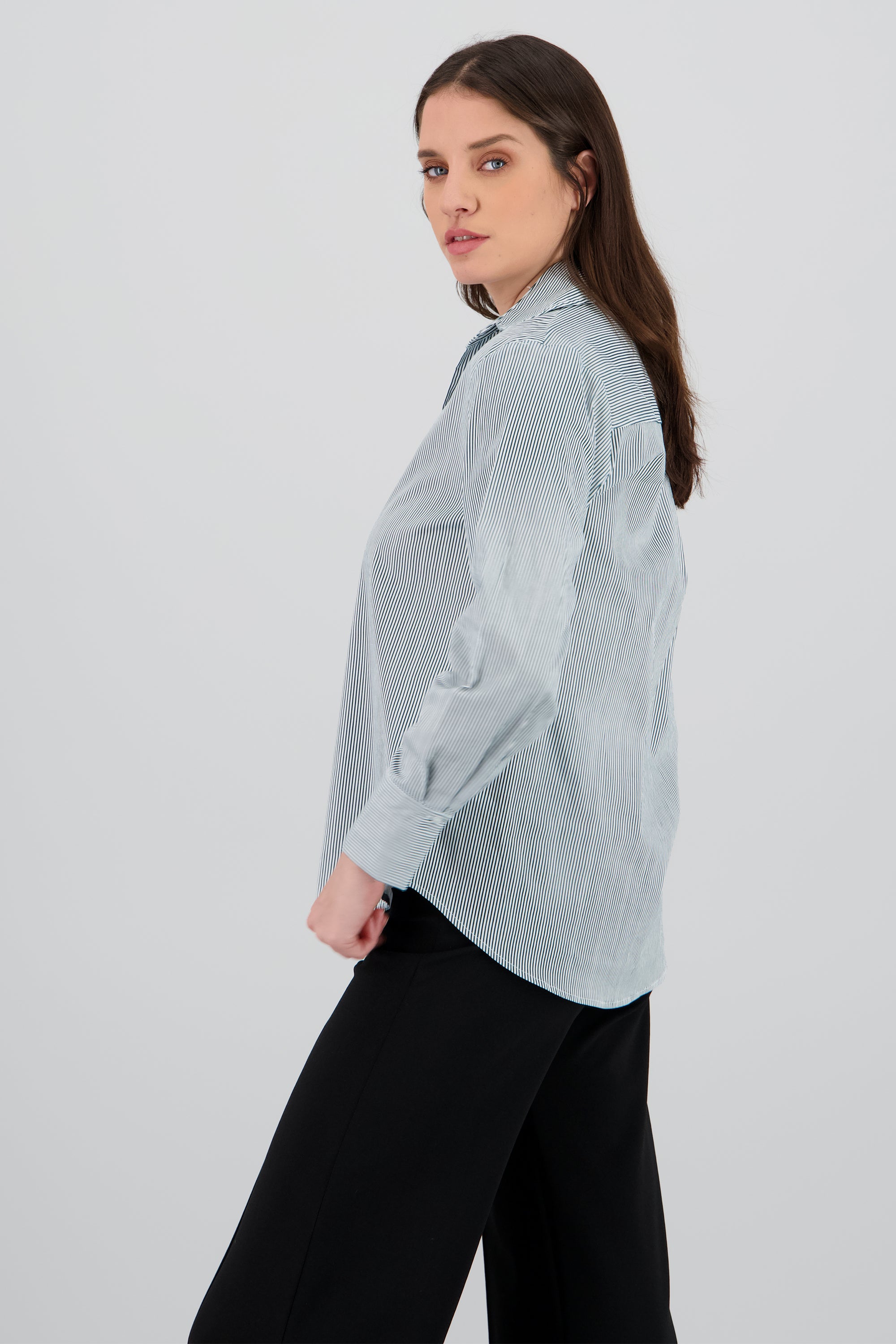 Camisa manga larga estampado rayas diplomaticas VERDE COMBO
