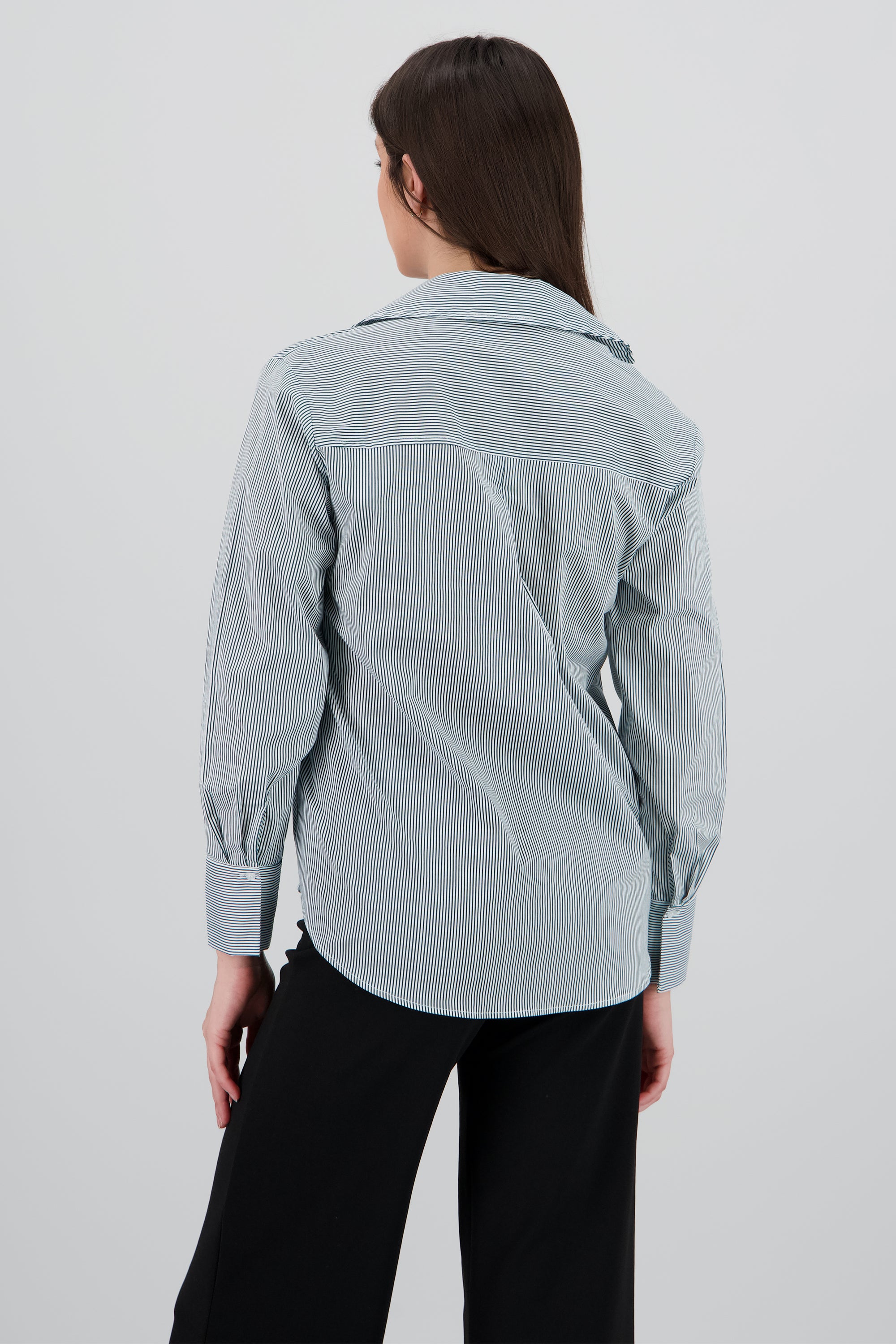Camisa manga larga estampado rayas diplomaticas VERDE COMBO