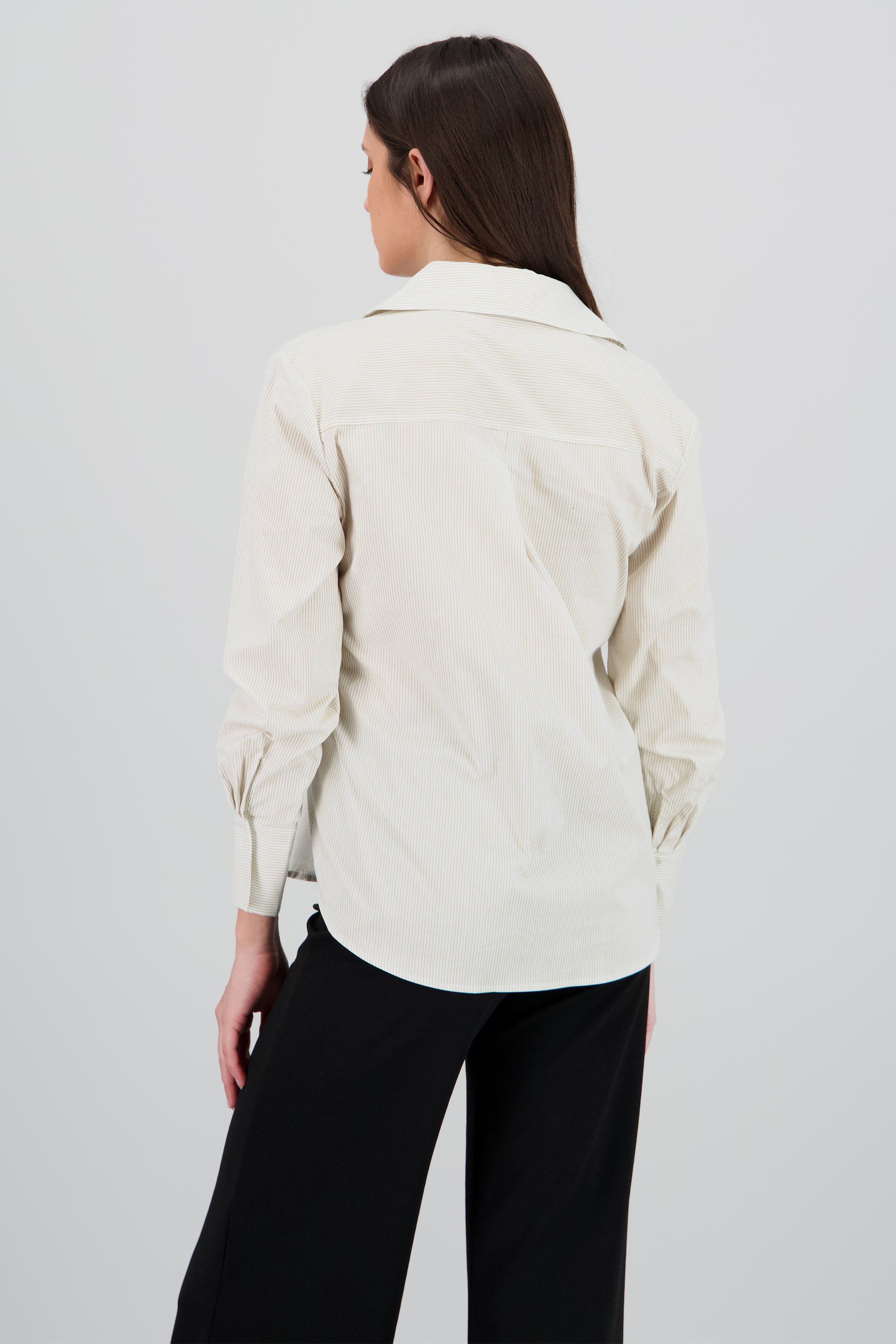 Camisa manga larga estampado rayas diplomaticas KHAKI COMBO