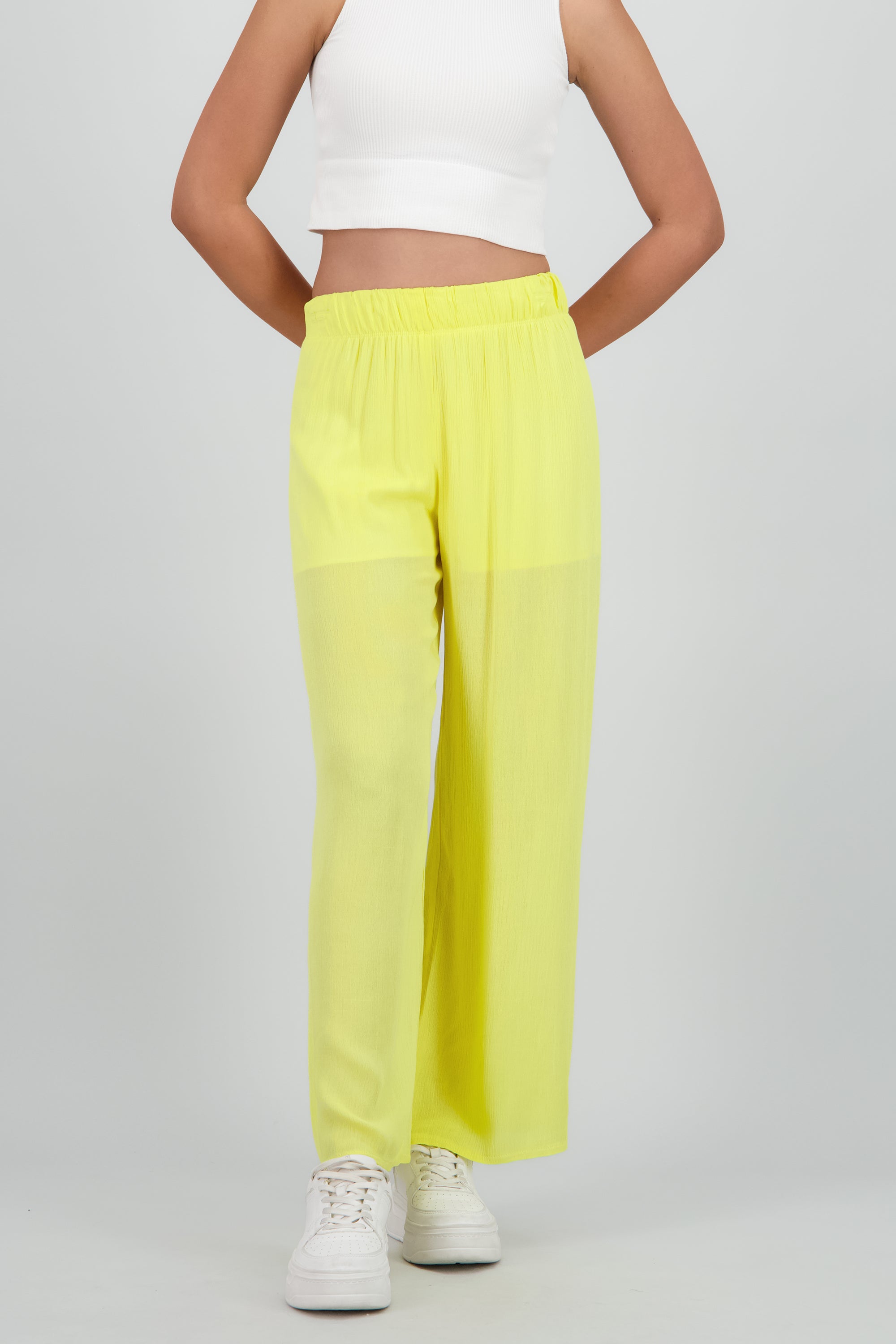 Pantalón Wide Leg Cintura Elástico AMARILLO PASTEL