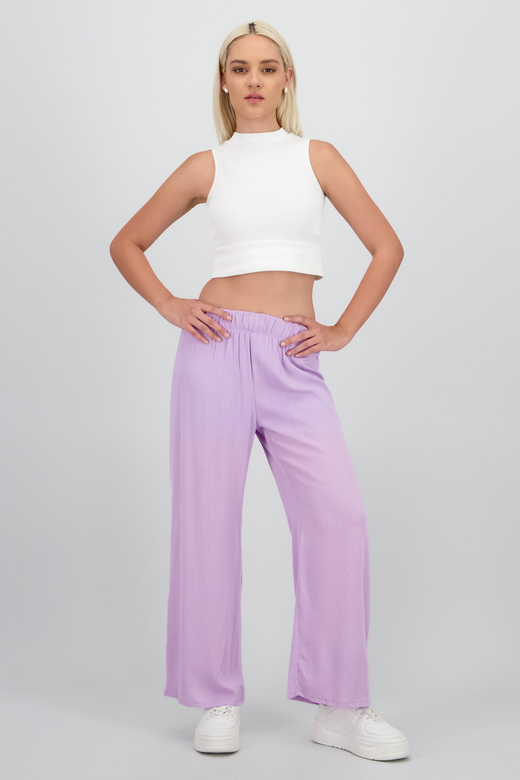 Pantalón Wide Leg Cintura Elástico LILA