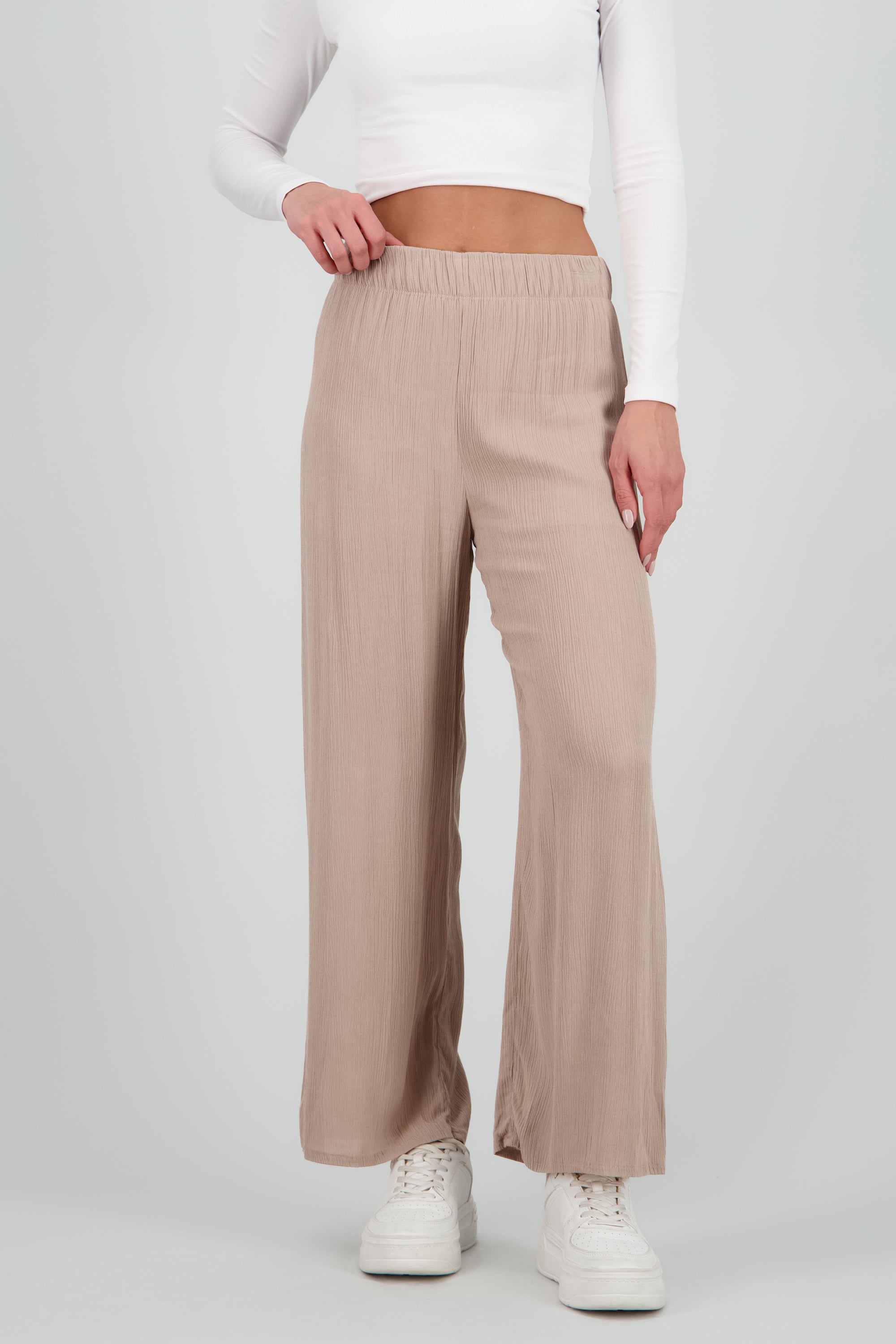 Pantalón Wide Leg Cintura Elástico TAN