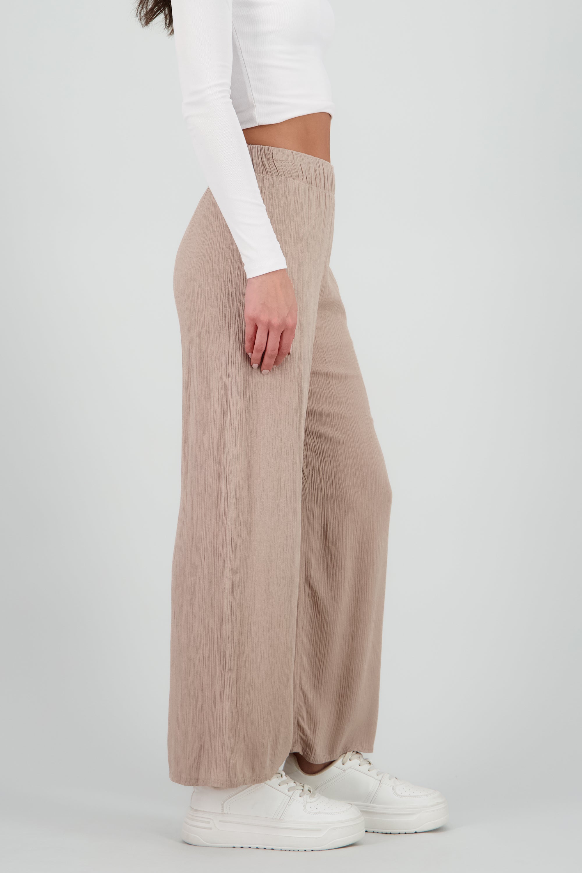 Pantalón Wide Leg Cintura Elástico TAN