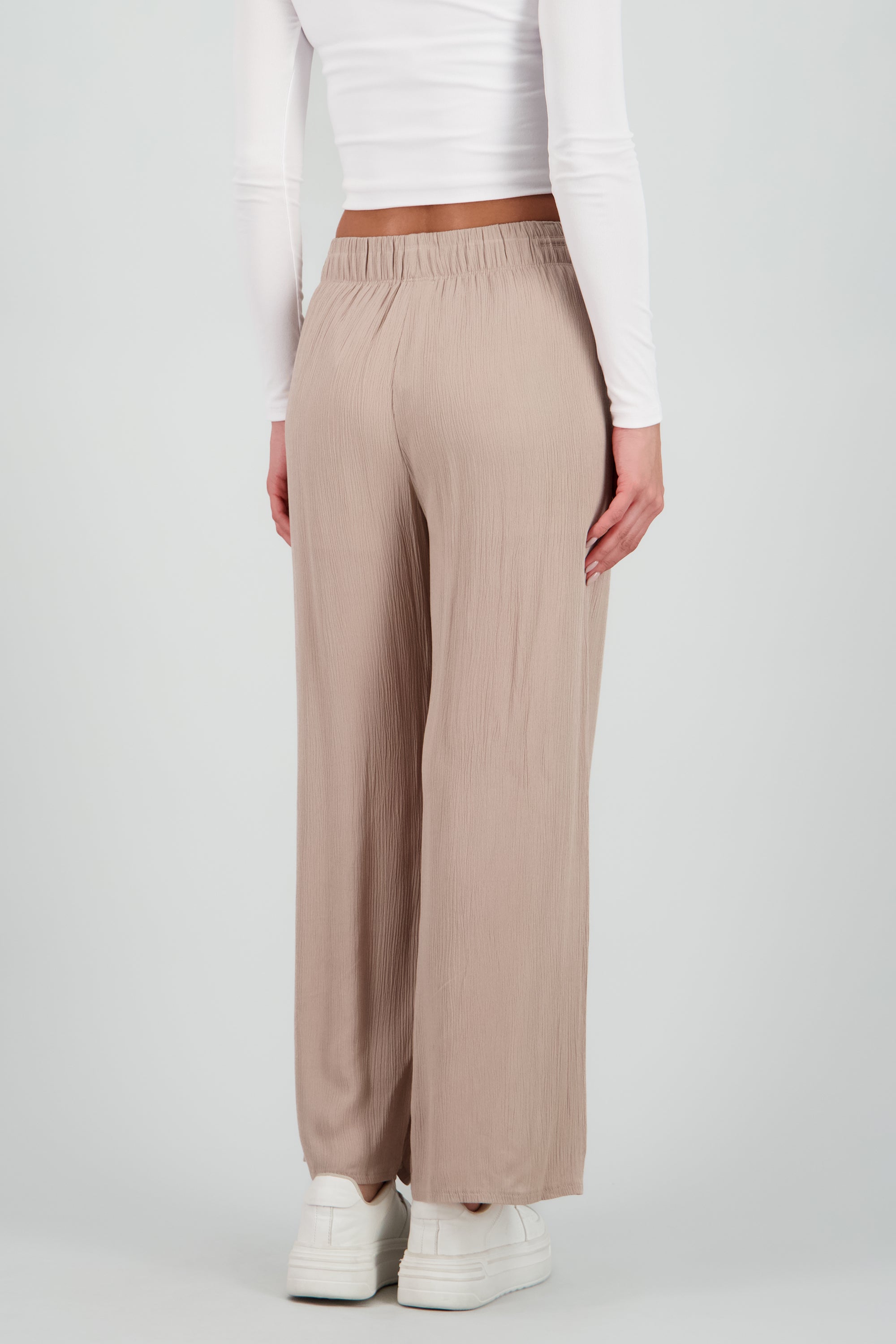 Pantalón Wide Leg Cintura Elástico TAN