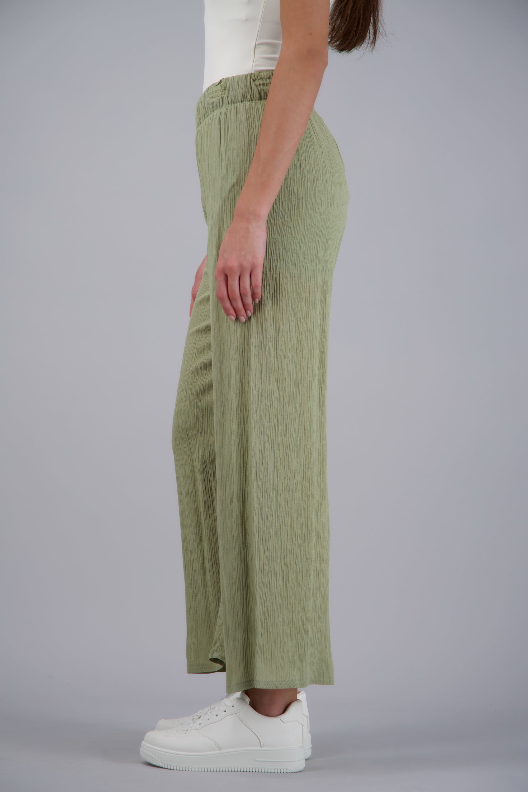 Pantalón Wide Leg Cintura Elástico VERDE CLARO