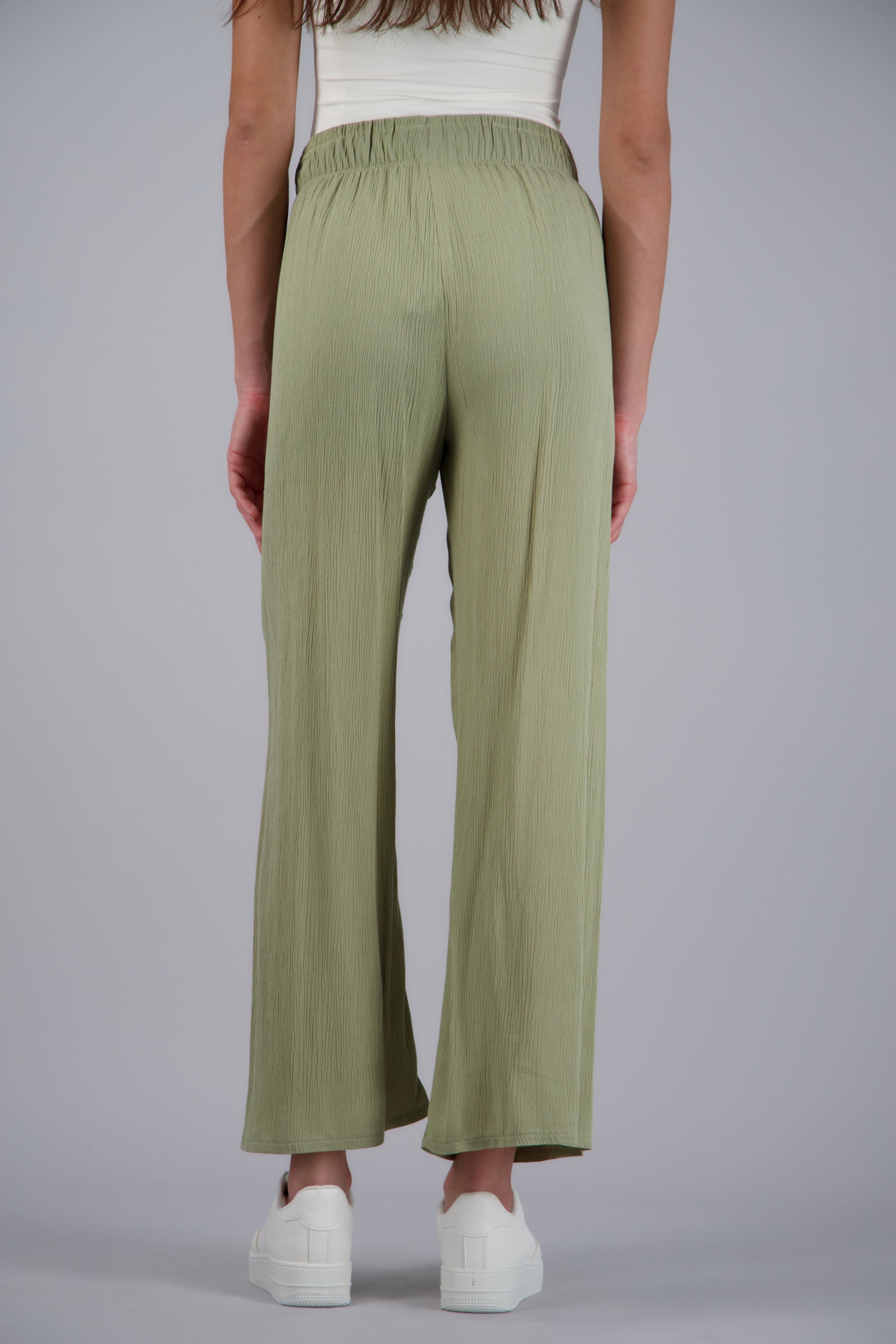 Pantalón Wide Leg Cintura Elástico VERDE CLARO