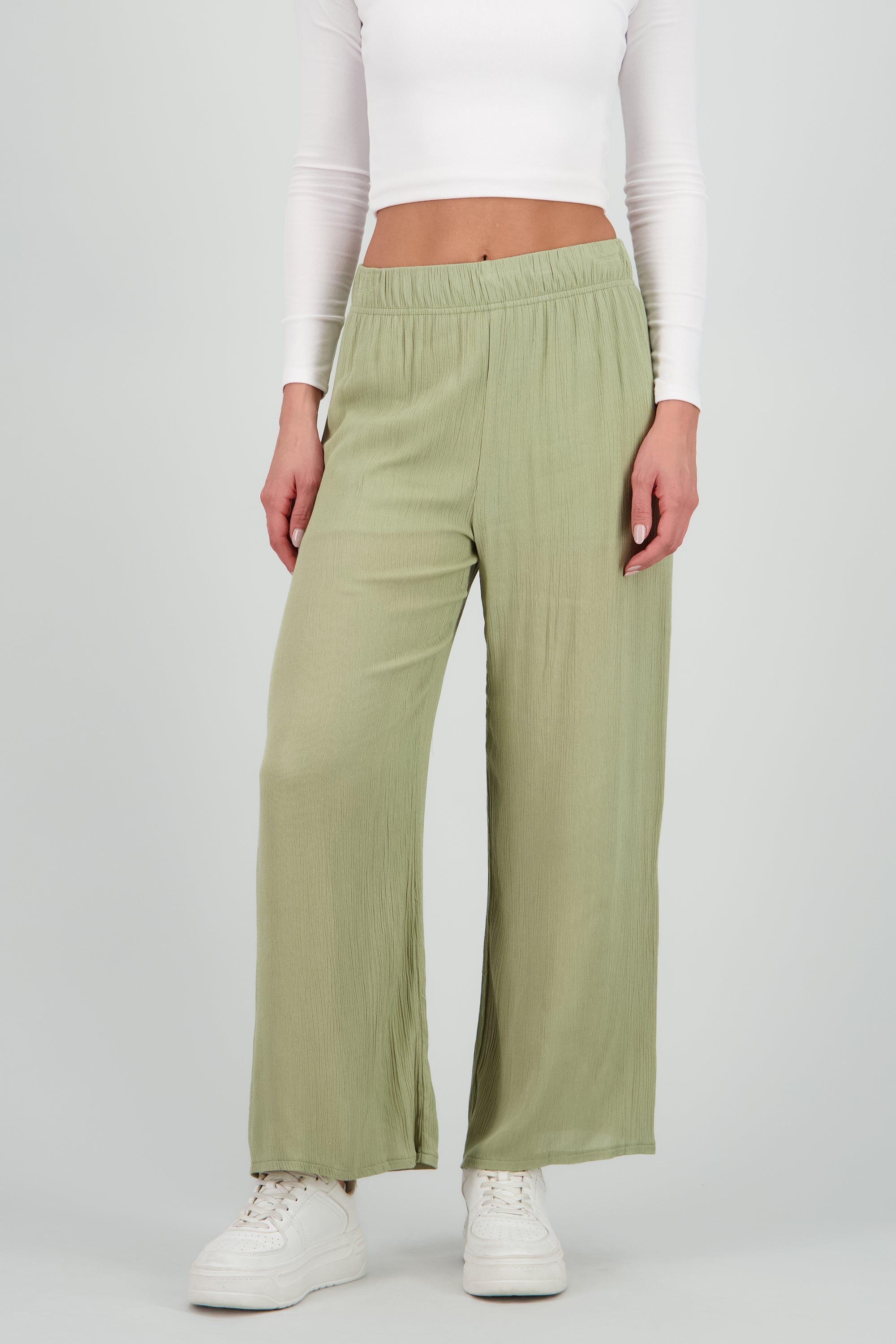 Pantalón Wide Leg Cintura Elástico GREIGE