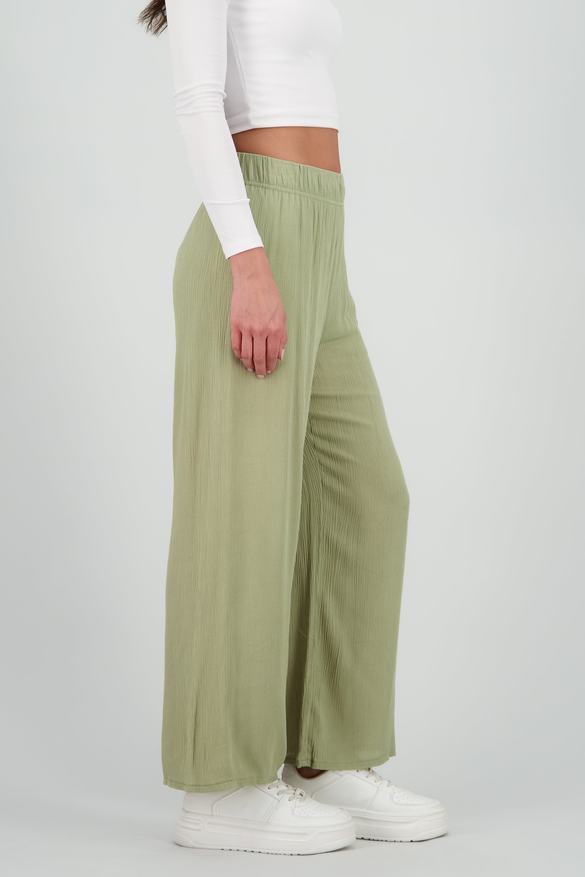 Pantalón Wide Leg Cintura Elástico GREIGE