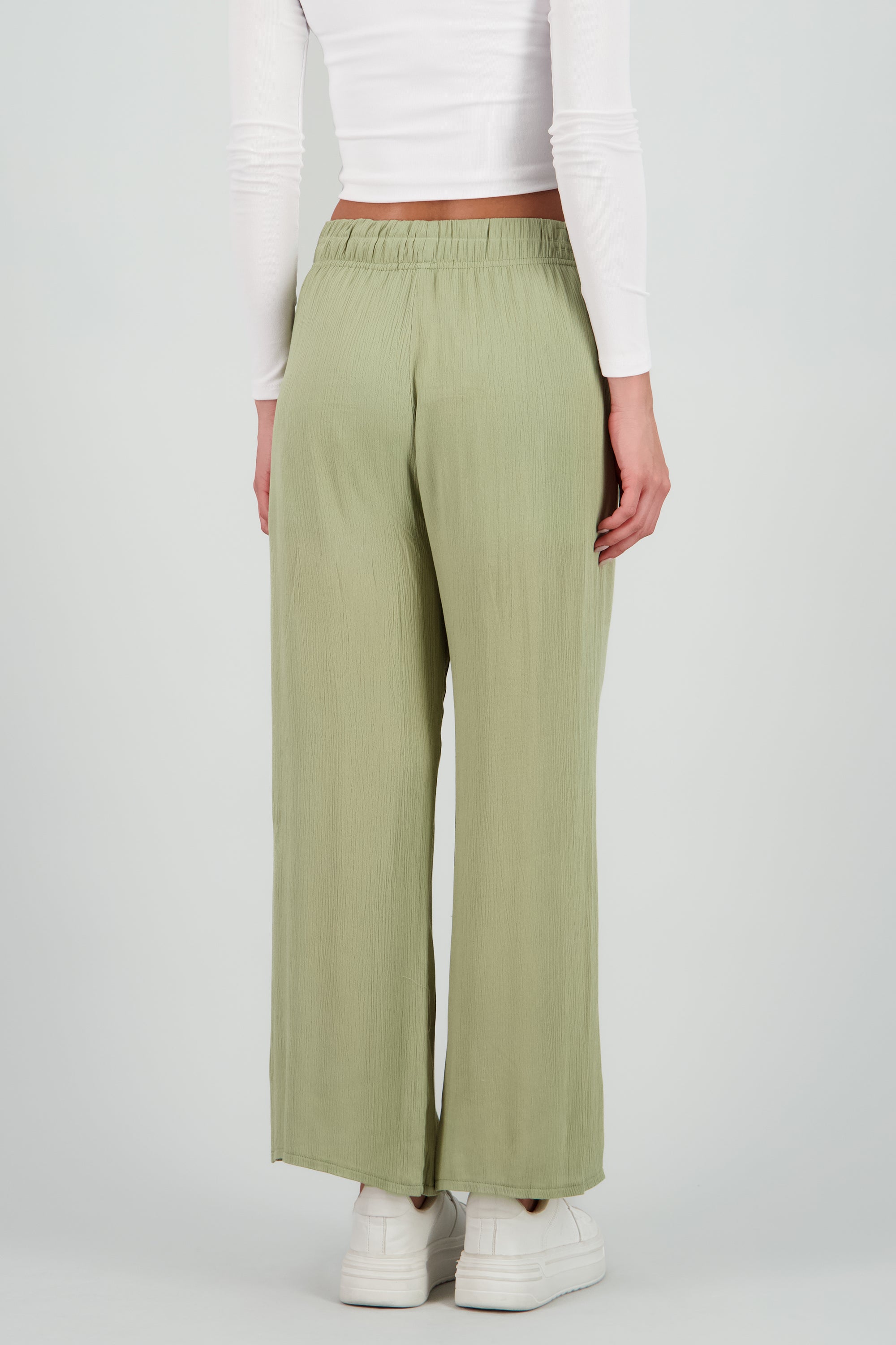 Pantalón Wide Leg Cintura Elástico GREIGE