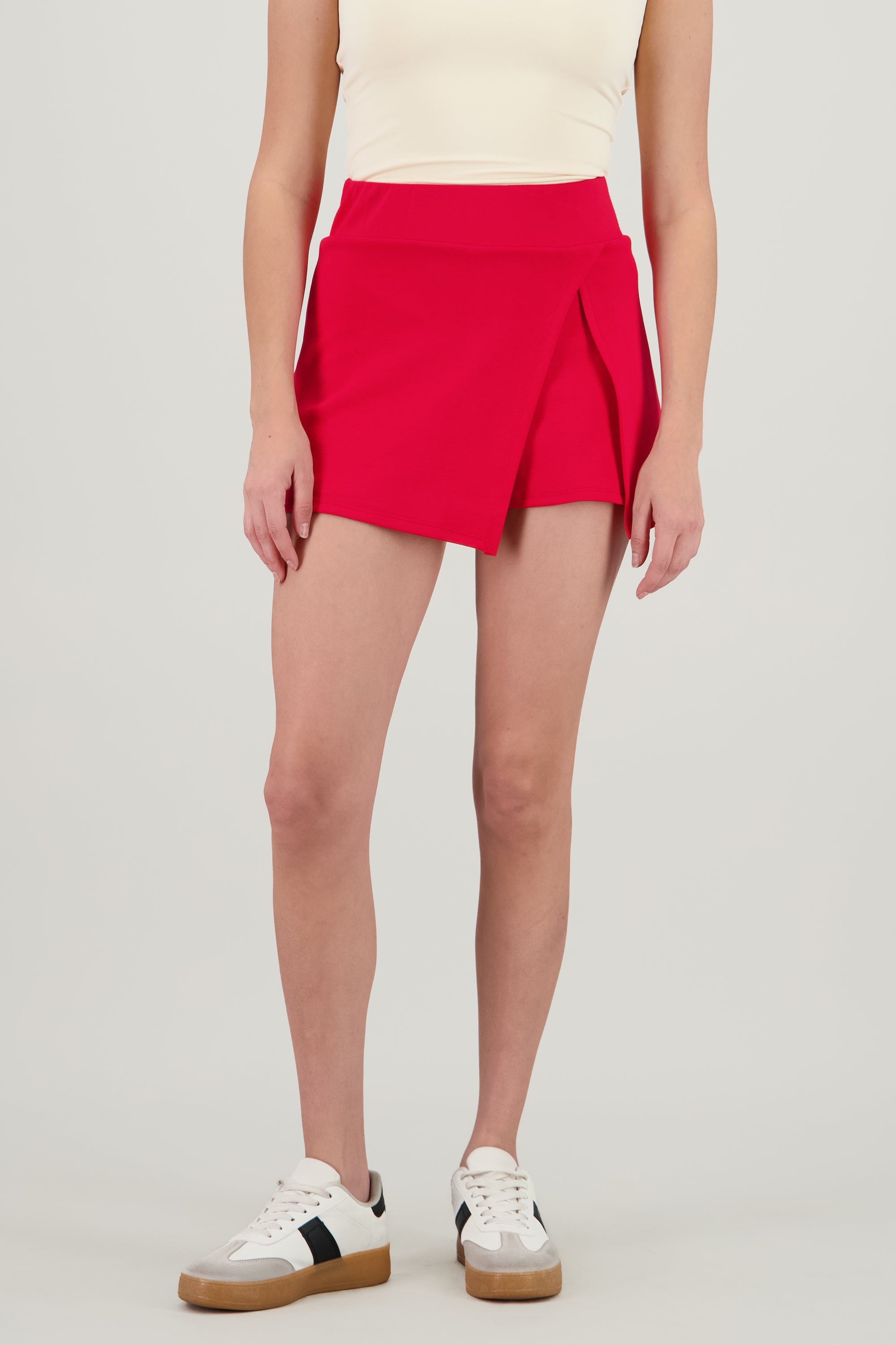Falda mini resorte cruzada ROJO
