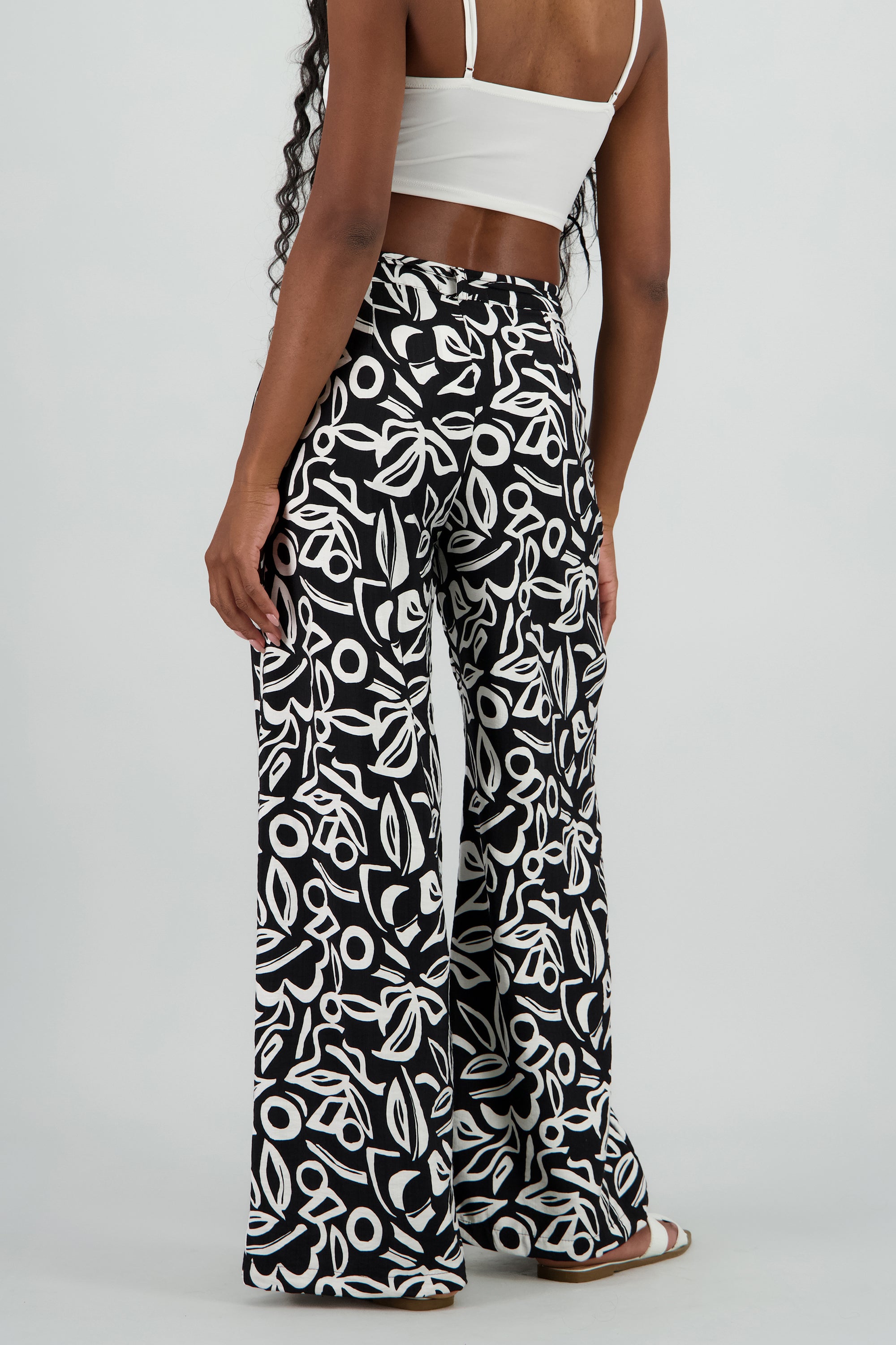 Pantalon amplio pretina estampado NEGRO COMBO