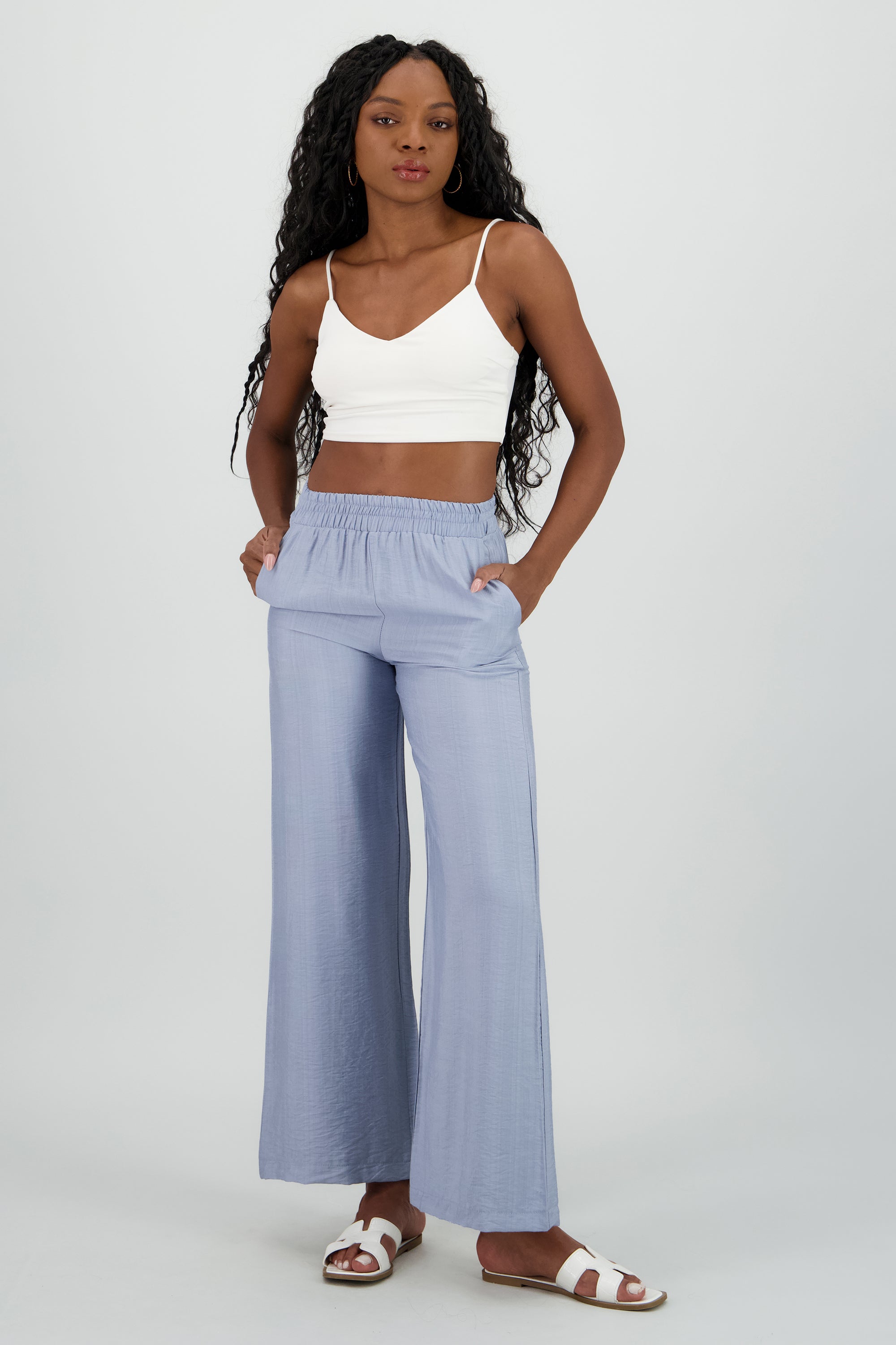 Pantalon wide leg ligero AZUL CIELO