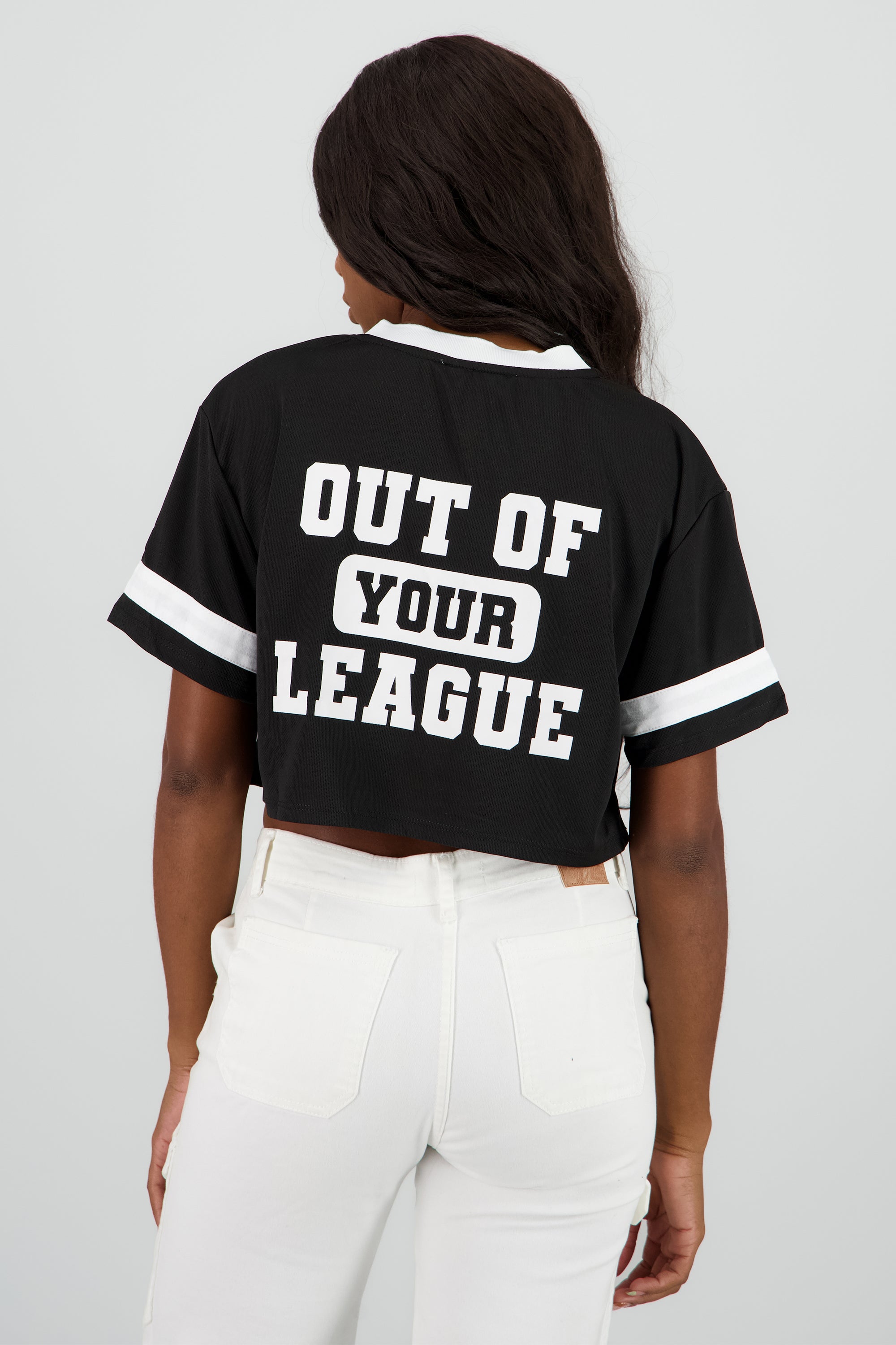Top crop estampado numero NEGRO
