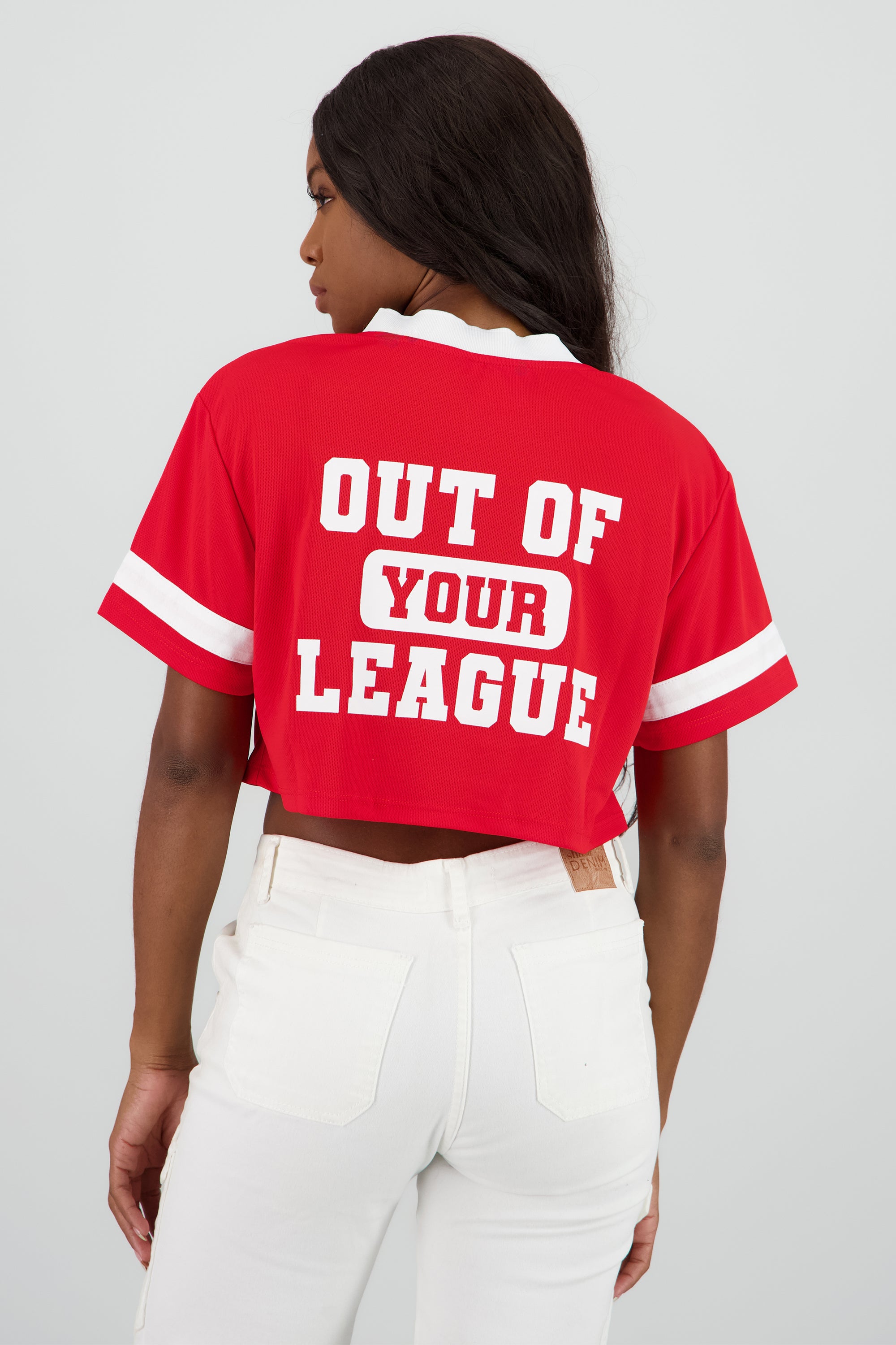 Top crop estampado numero ROJO