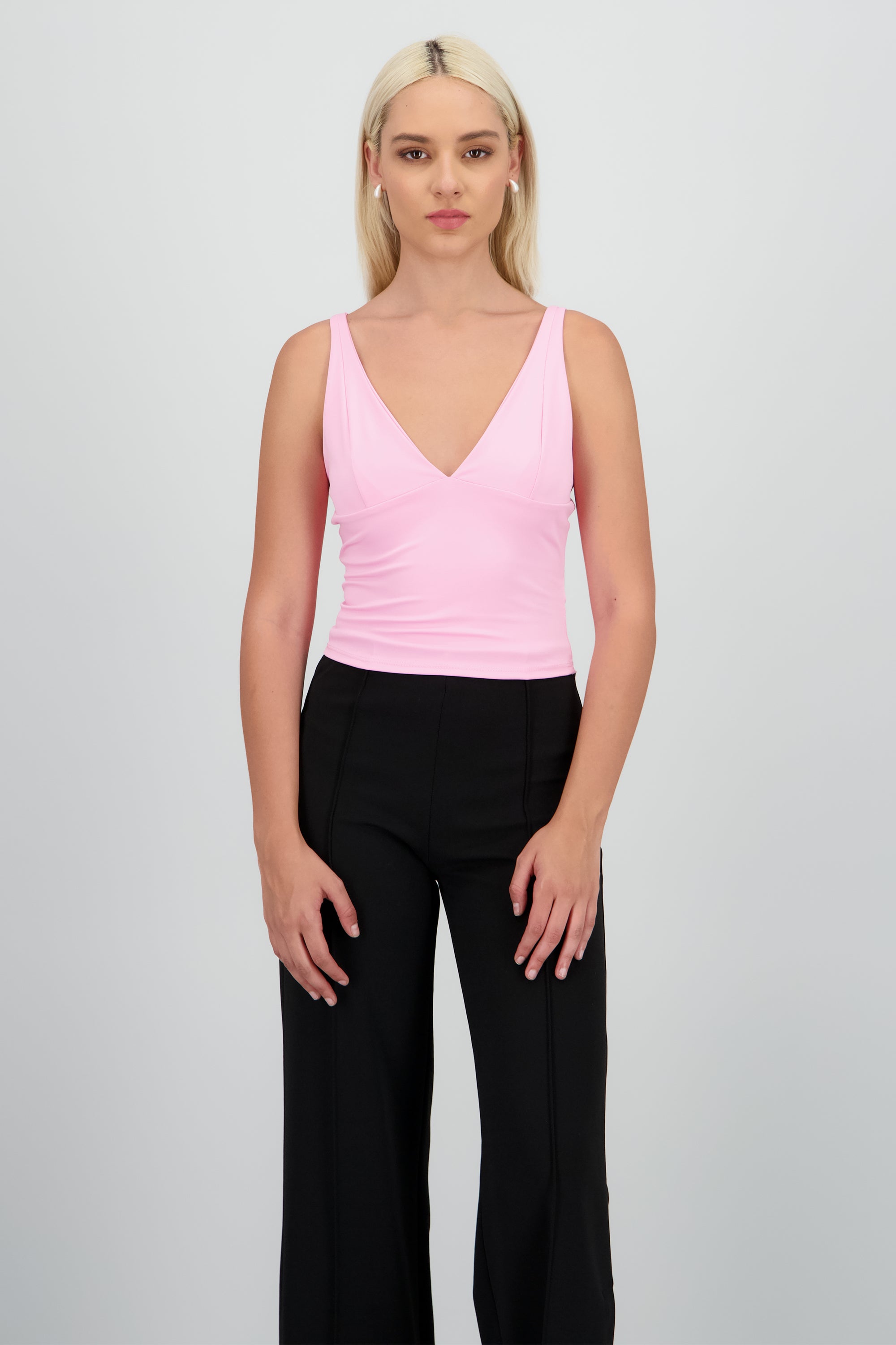 Top escote V liso ROSA