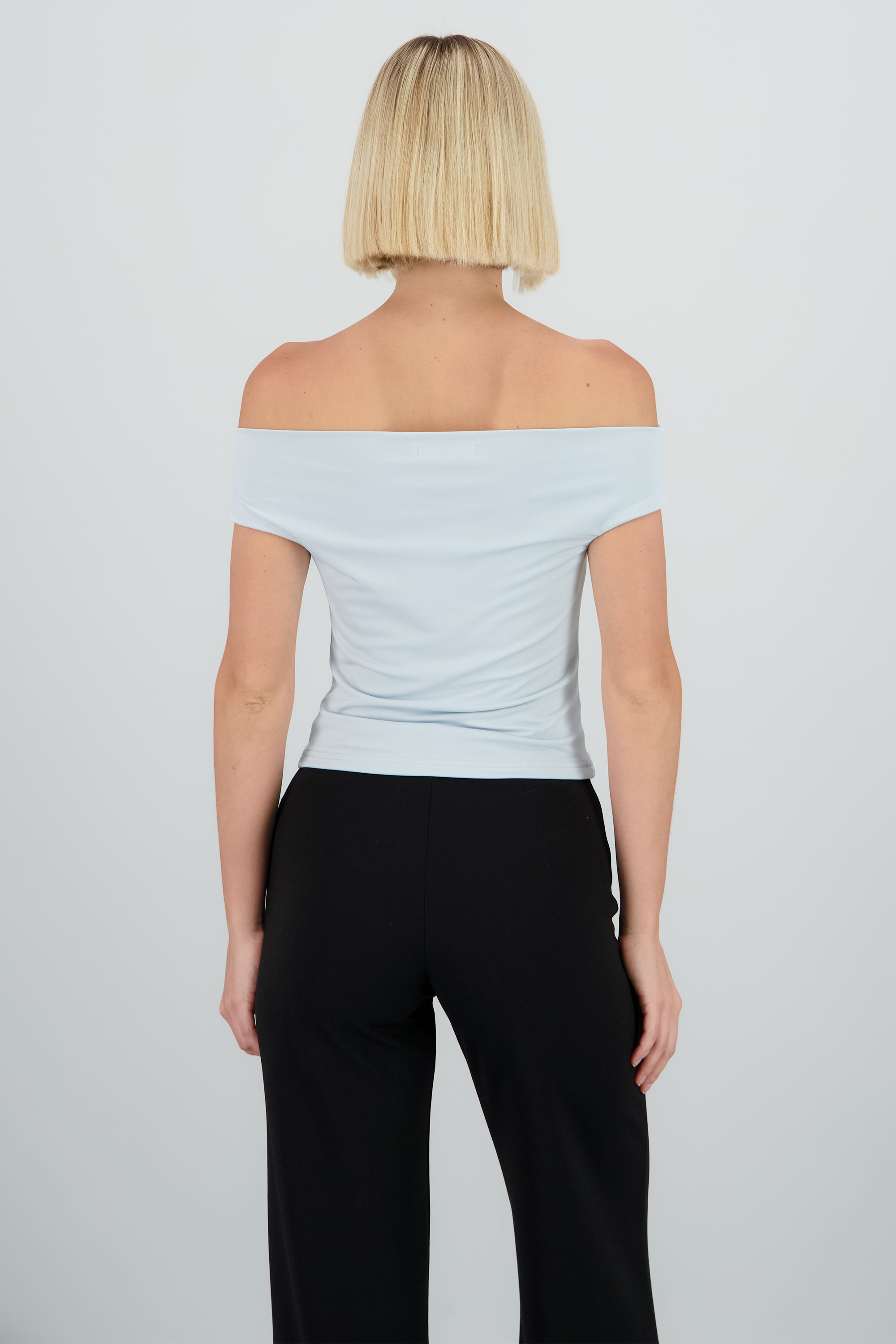 Top off shoulder doble tela AZUL PASTEL