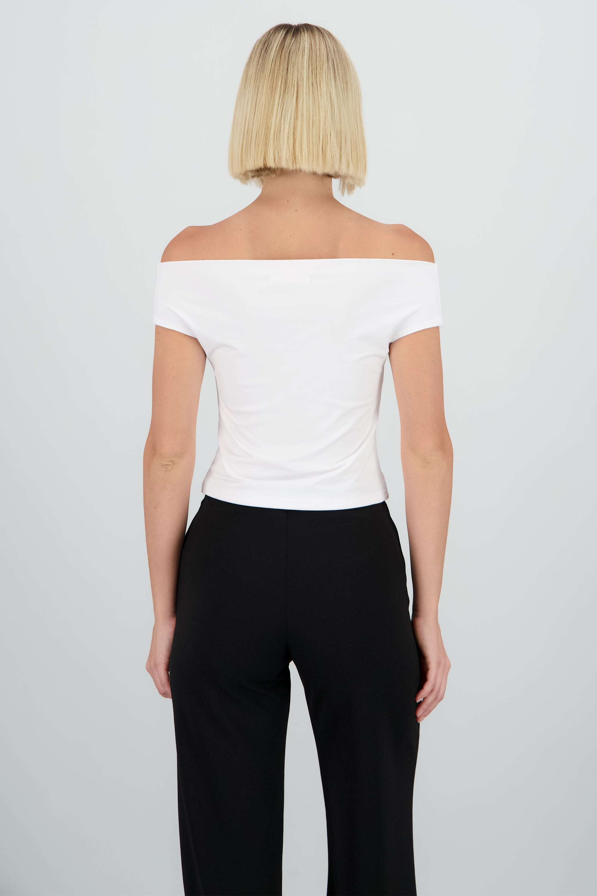Top off shoulder doble tela BLANCO