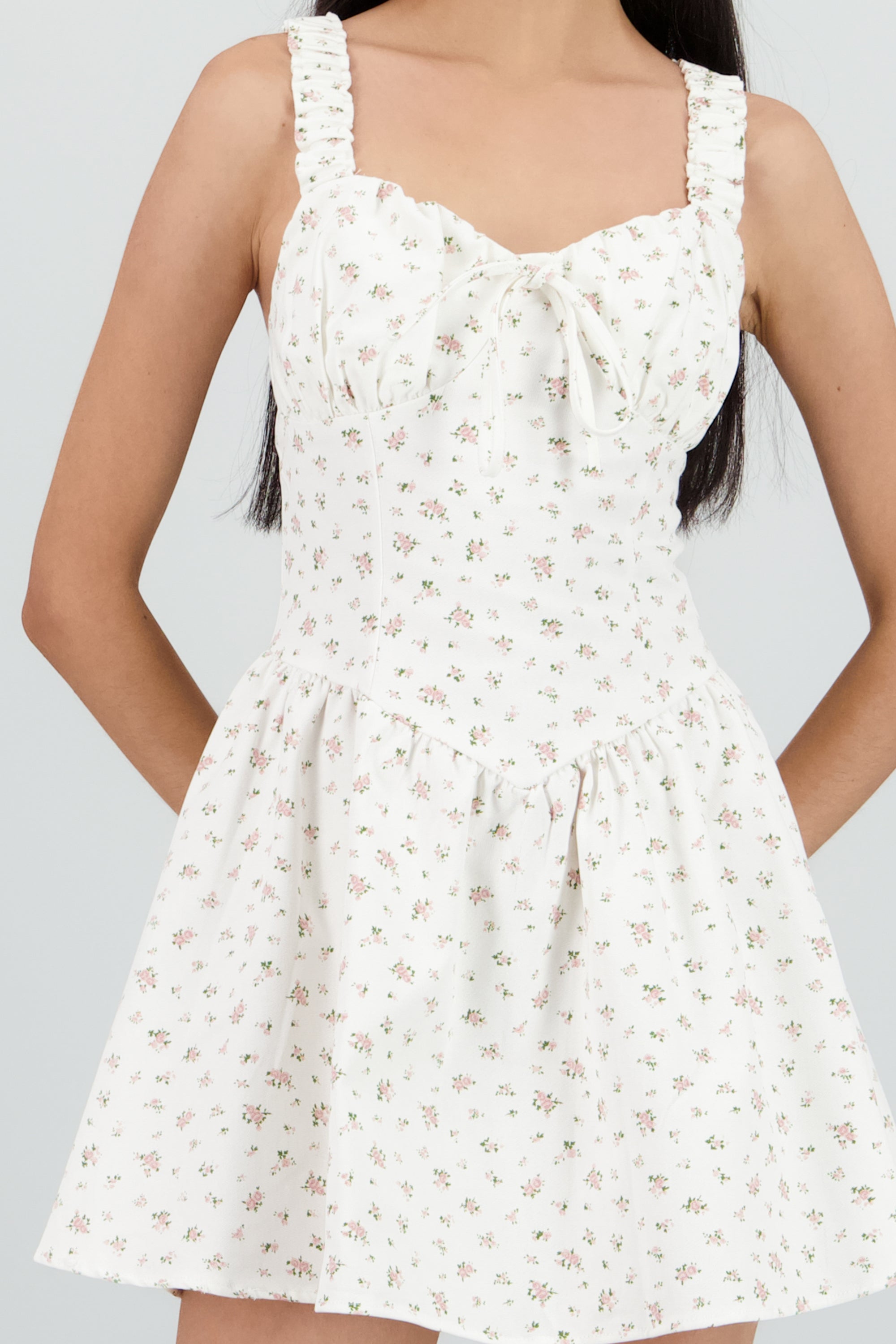 Minivestido de gabardina HUESO COMBO