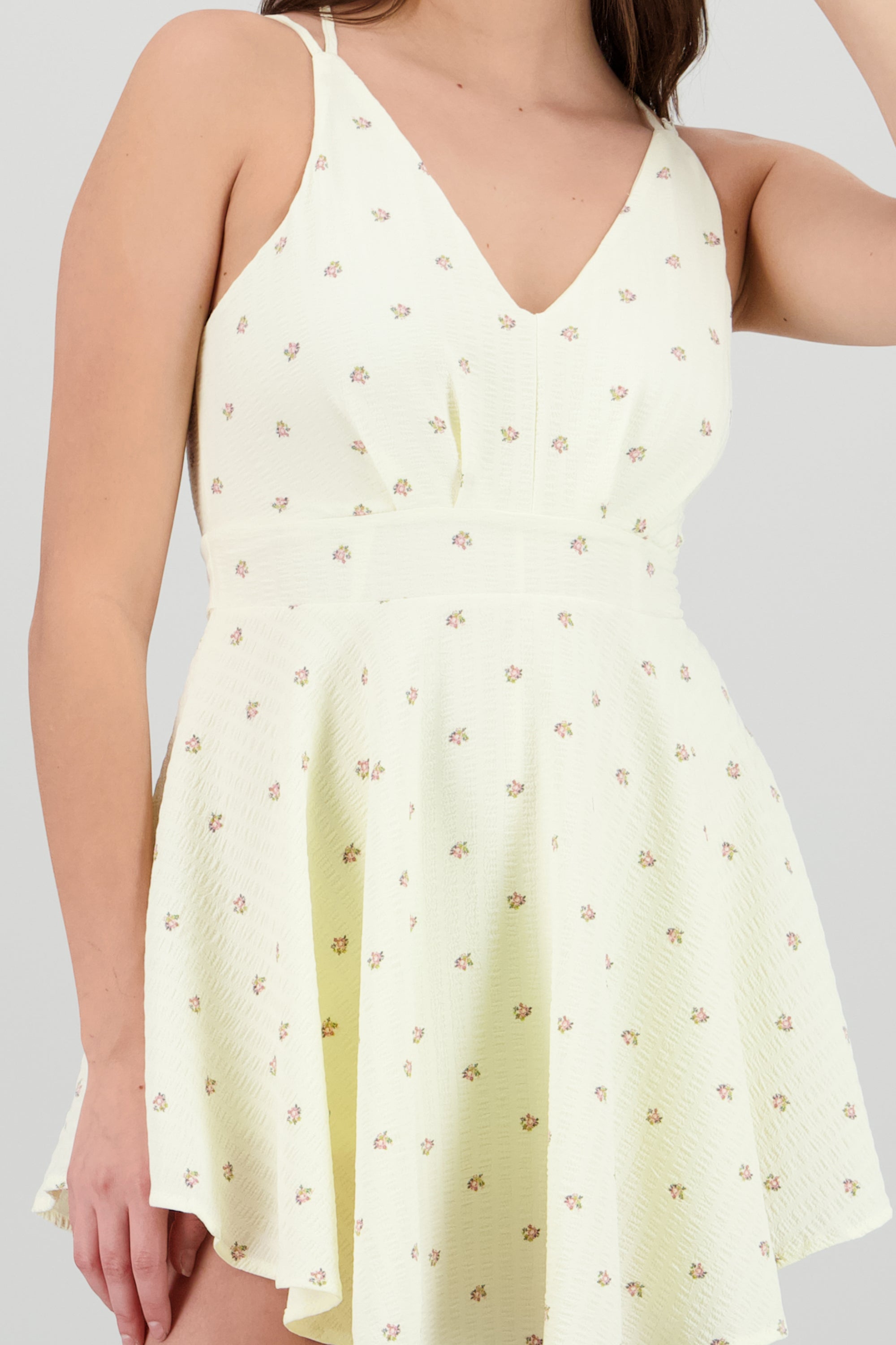 Minivestido con textura estamapdo mini flores AMARILLO PASTEL