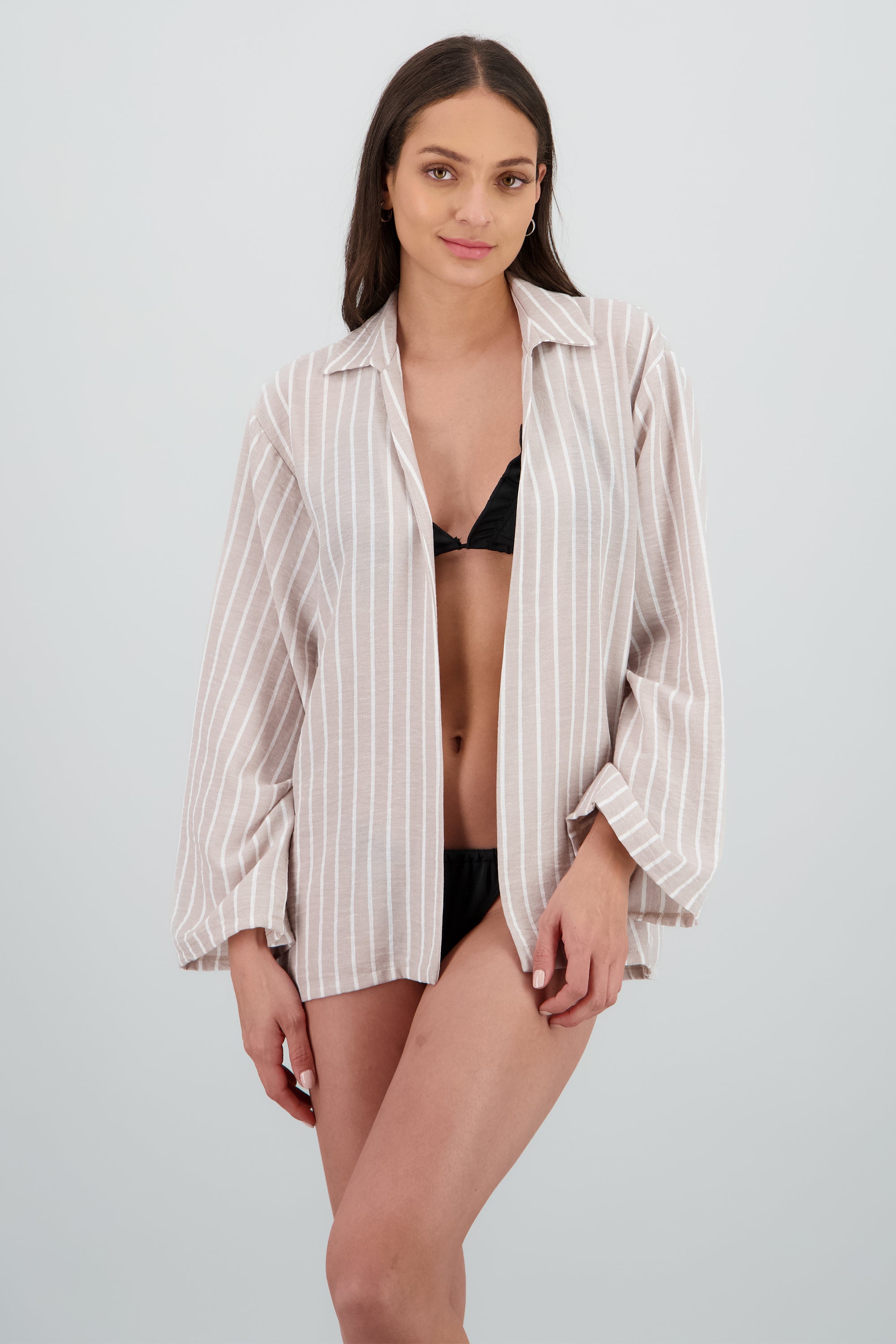 Camisa oversized lineas HUESO