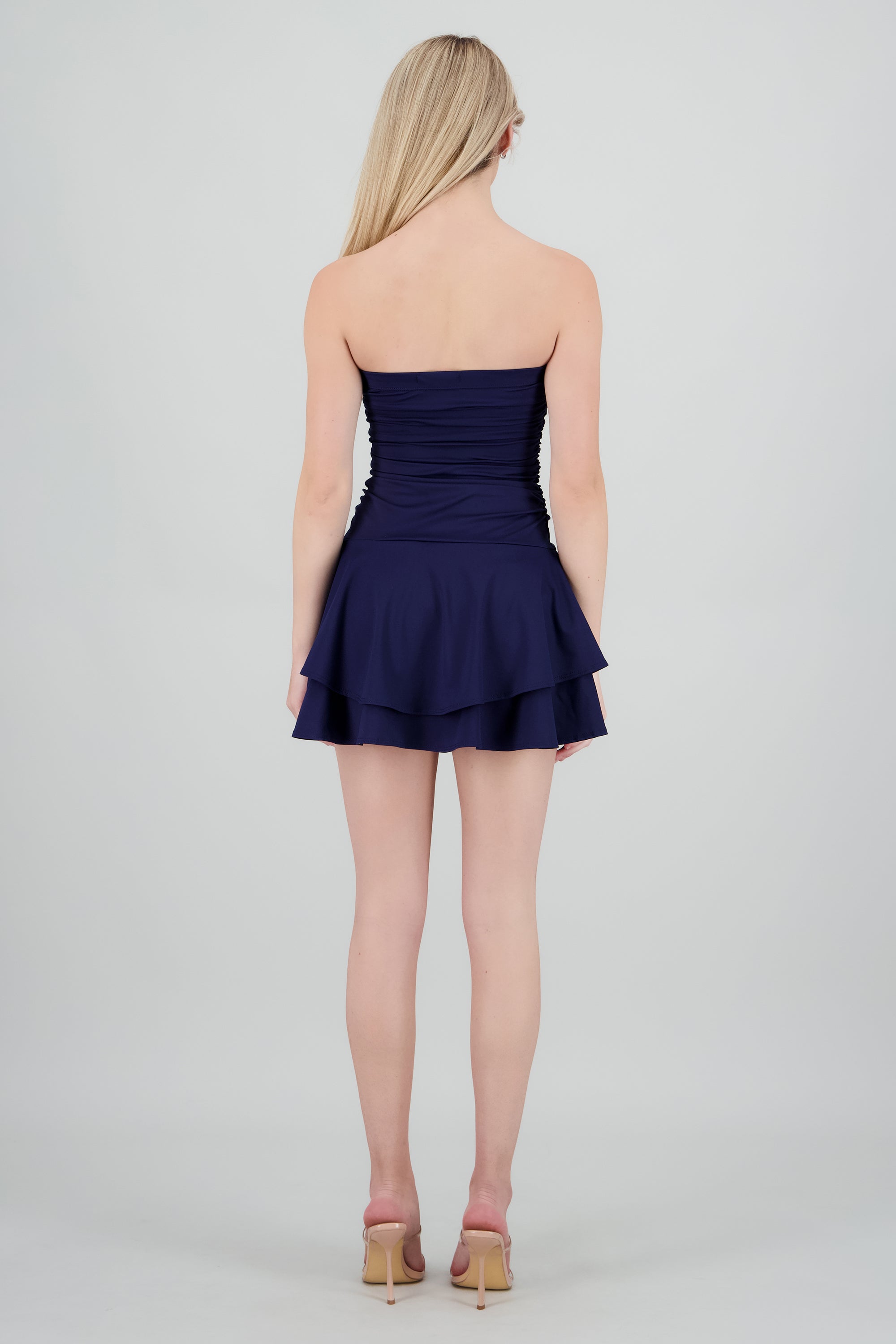 Vestido mini drapeado strapless MARINO