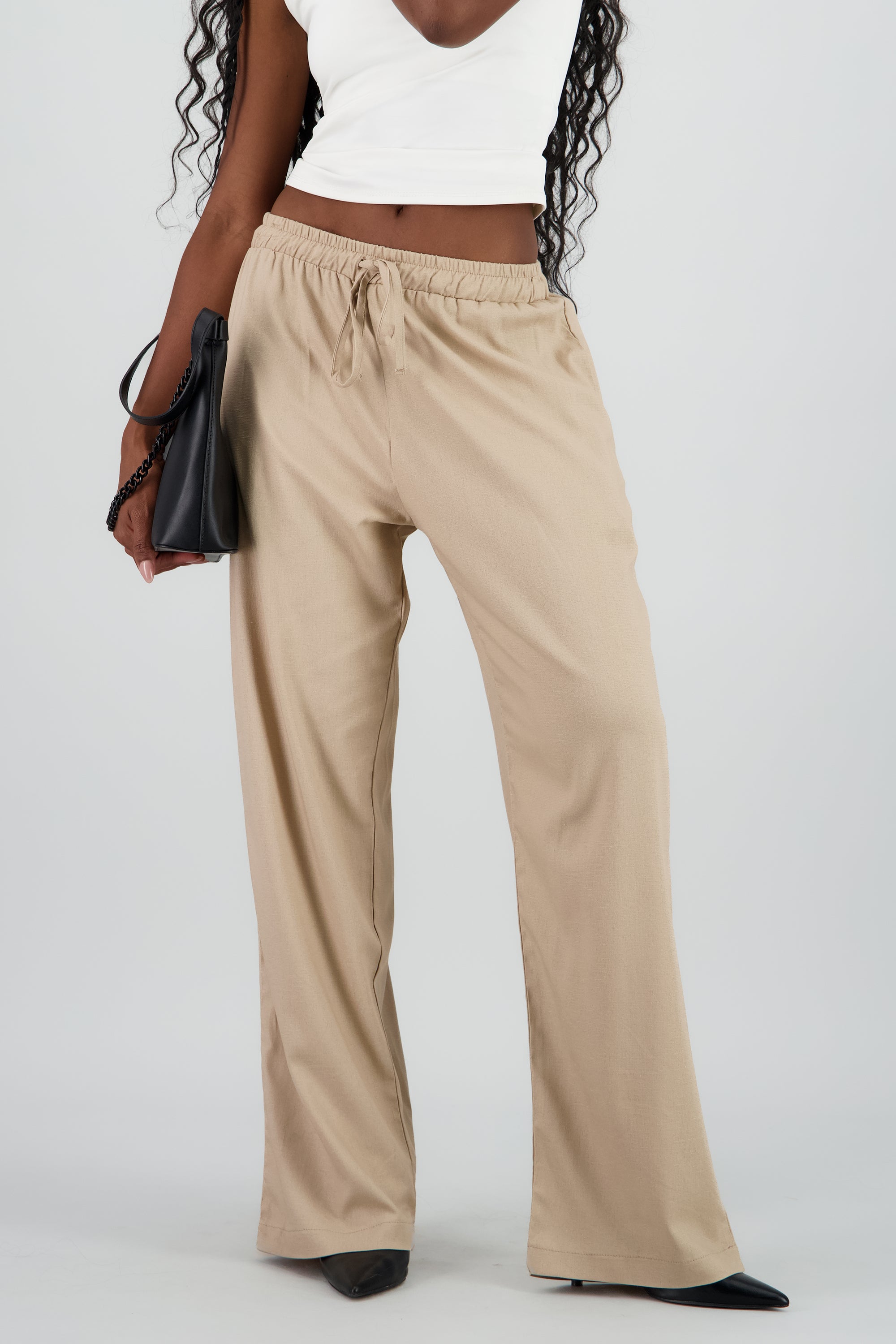 Pantalon lino fluido KHAKI
