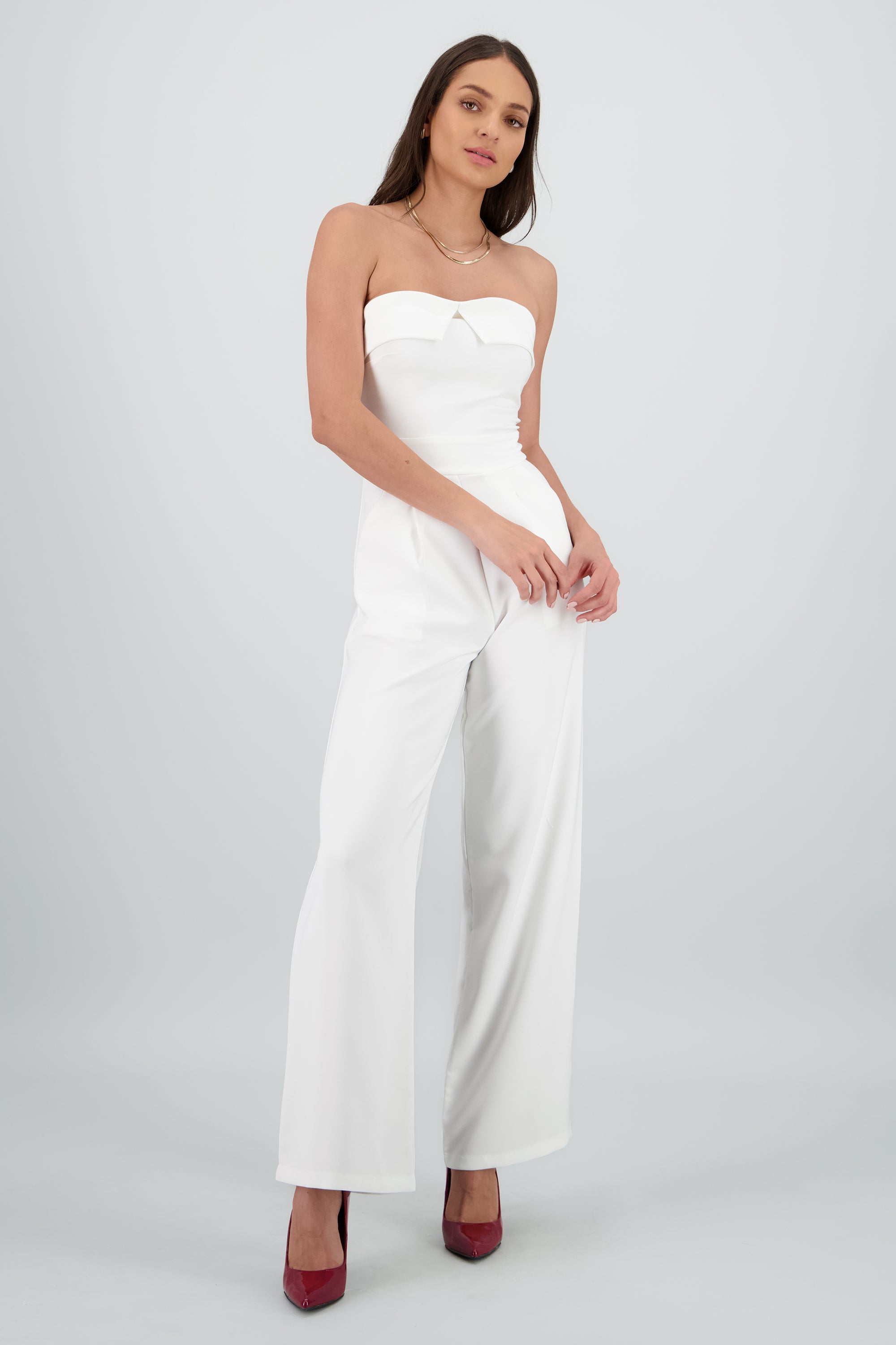 Jumpsuit strapless detalle dobles BLANCO
