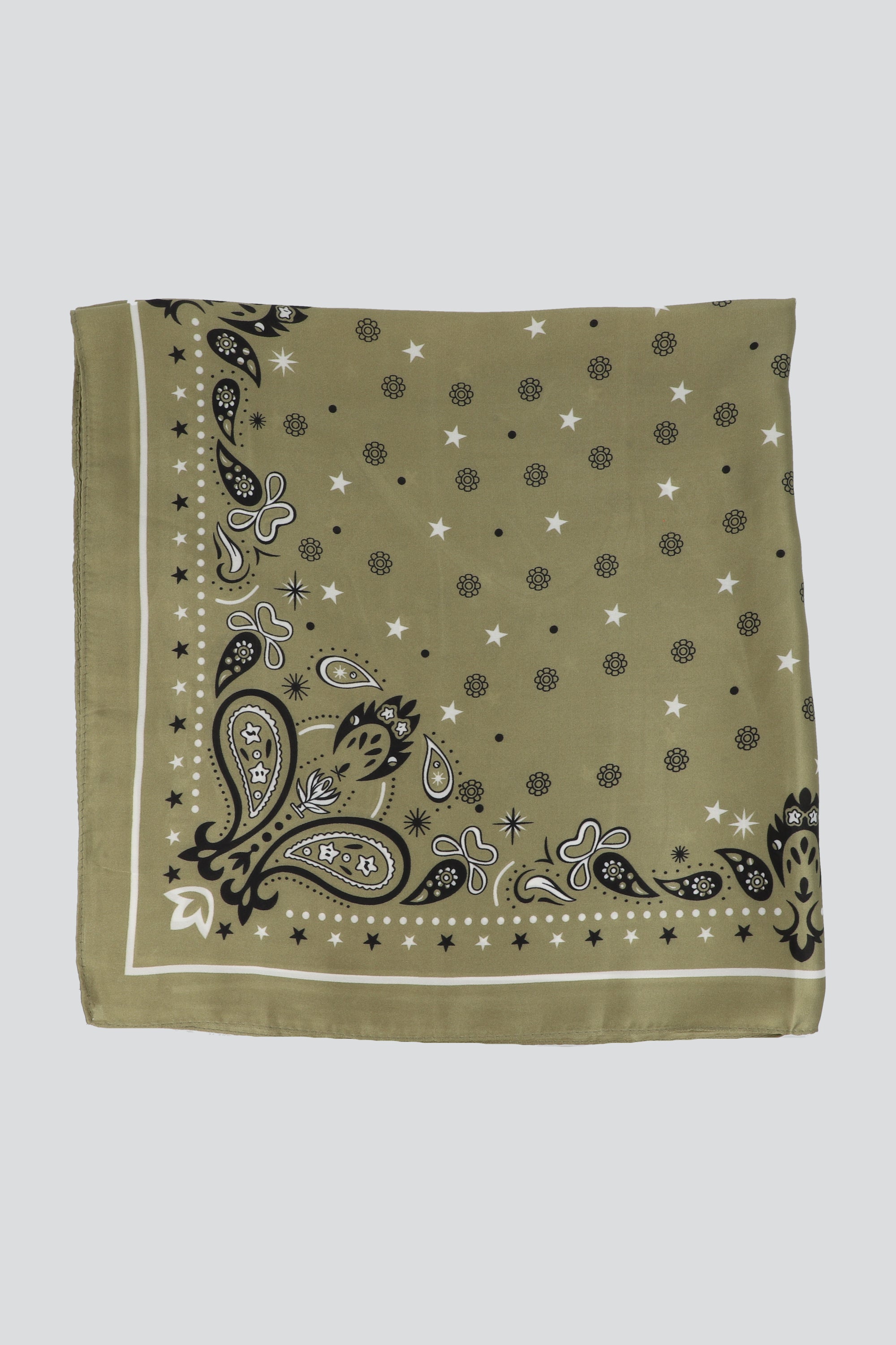 Pañuelo borde paisleys OLIVO