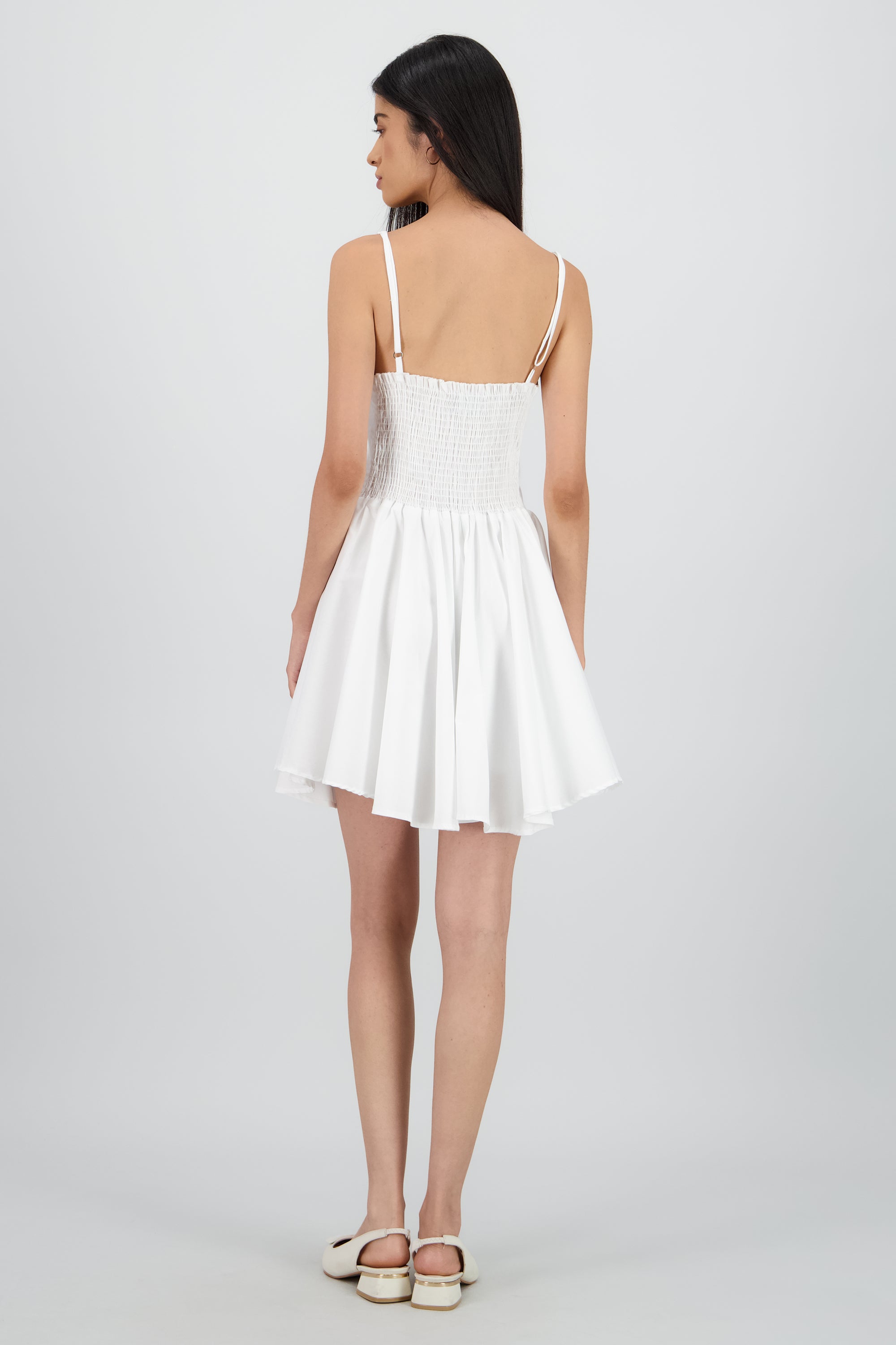 Vestido fluido detalle moño BLANCO