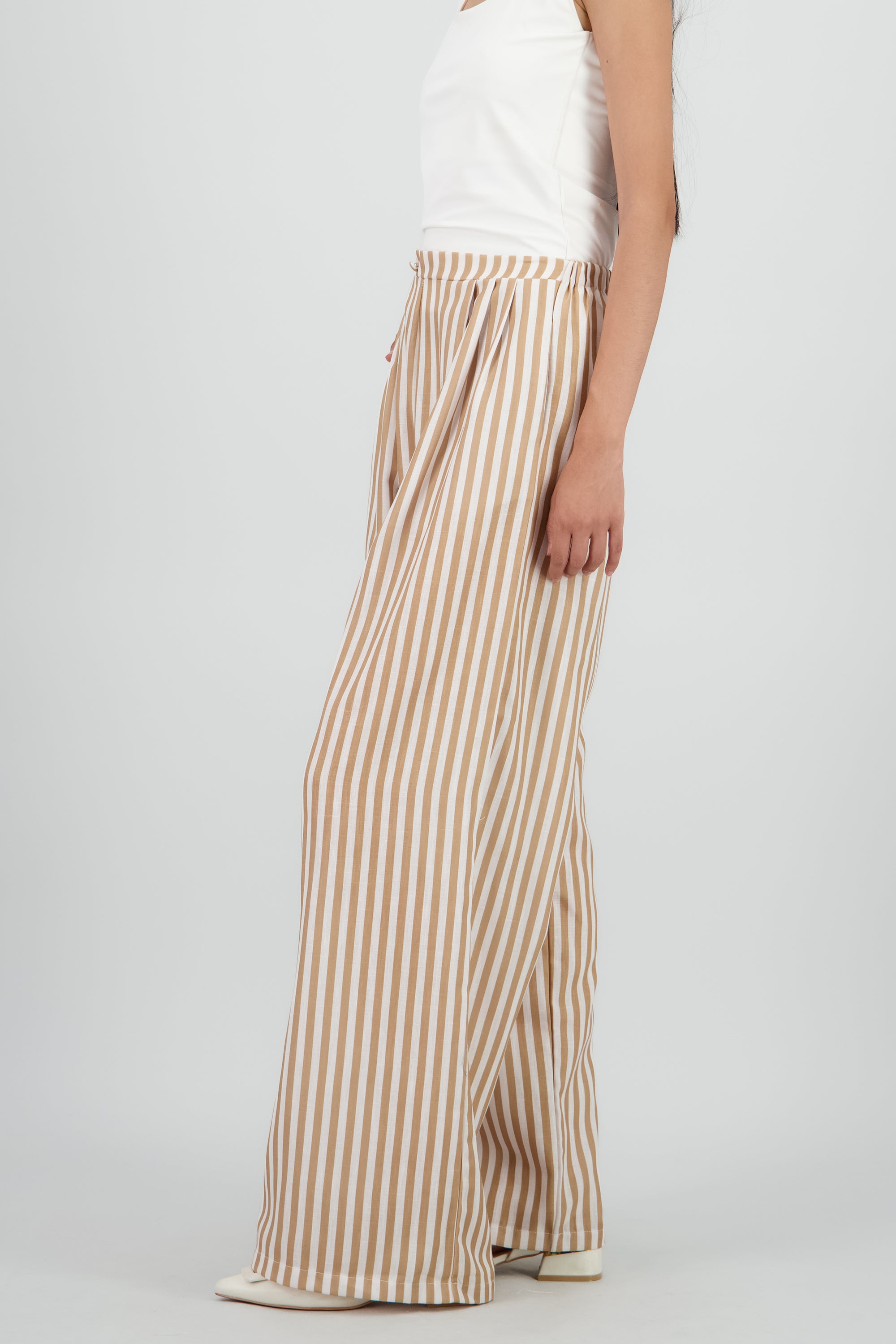 Pantalon lino rayas CAFE COMBO