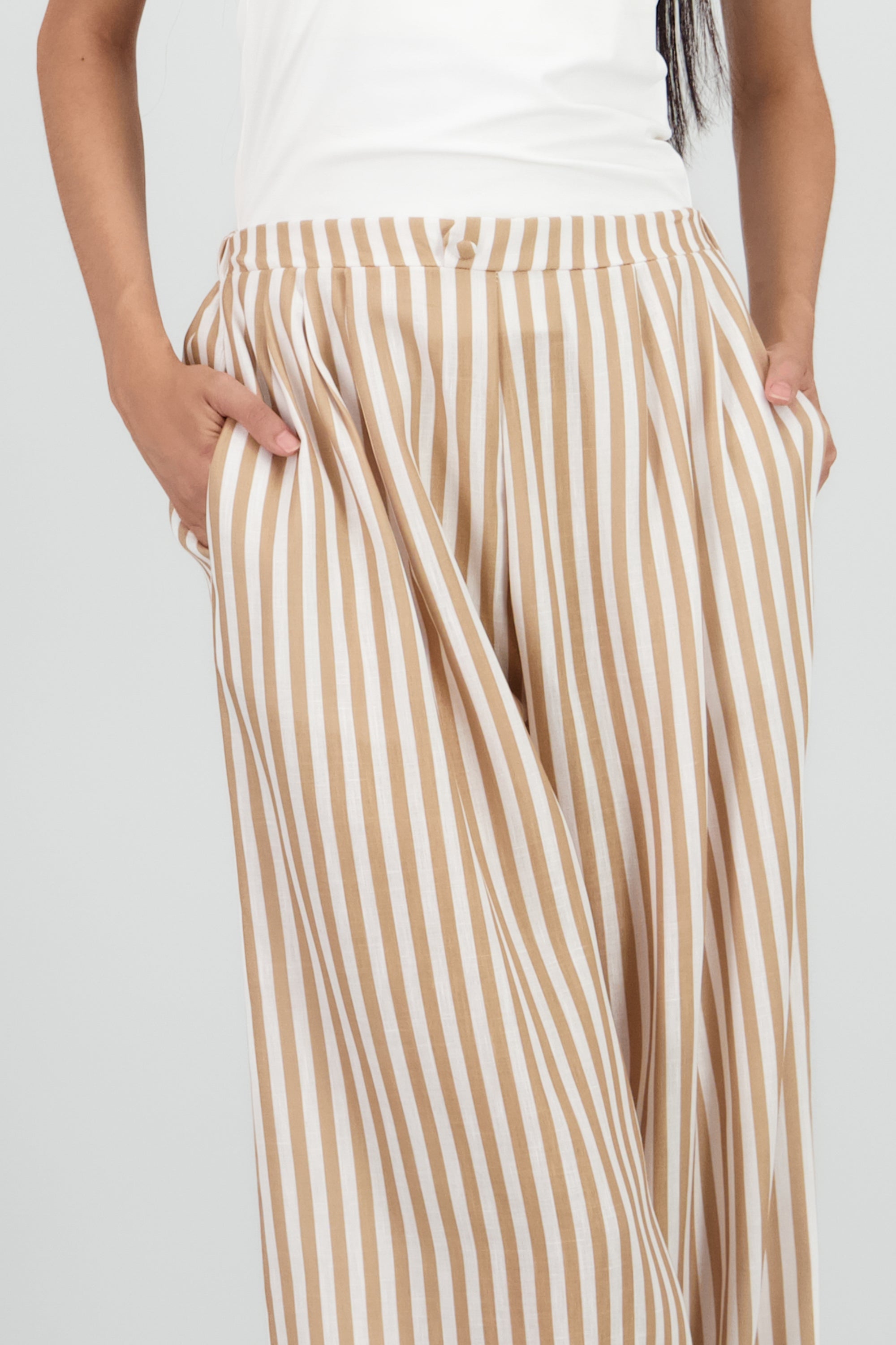 Pantalon lino rayas CAFE COMBO