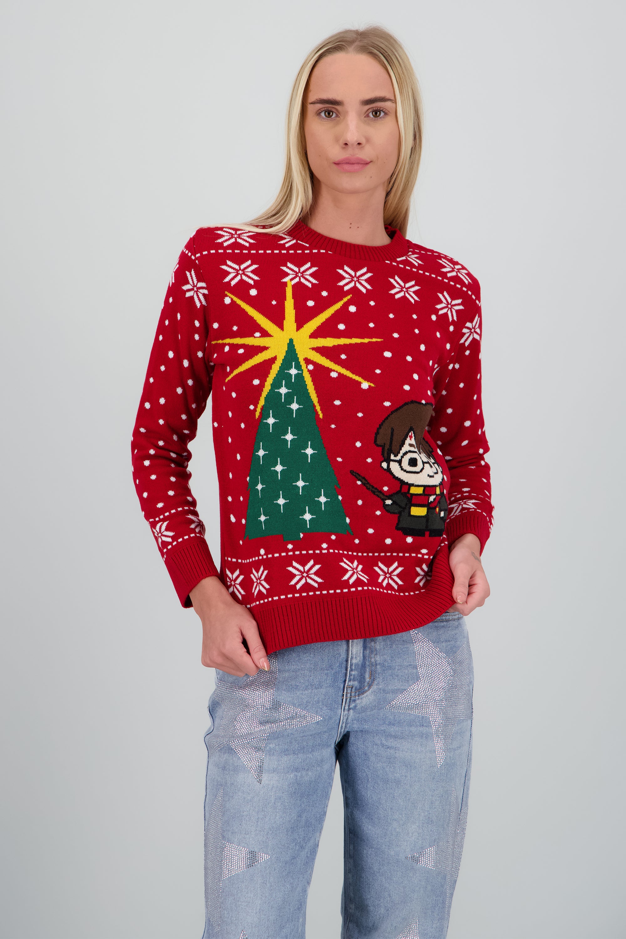 Sueter navidad Harry Potter cartoon ROJO COMBO