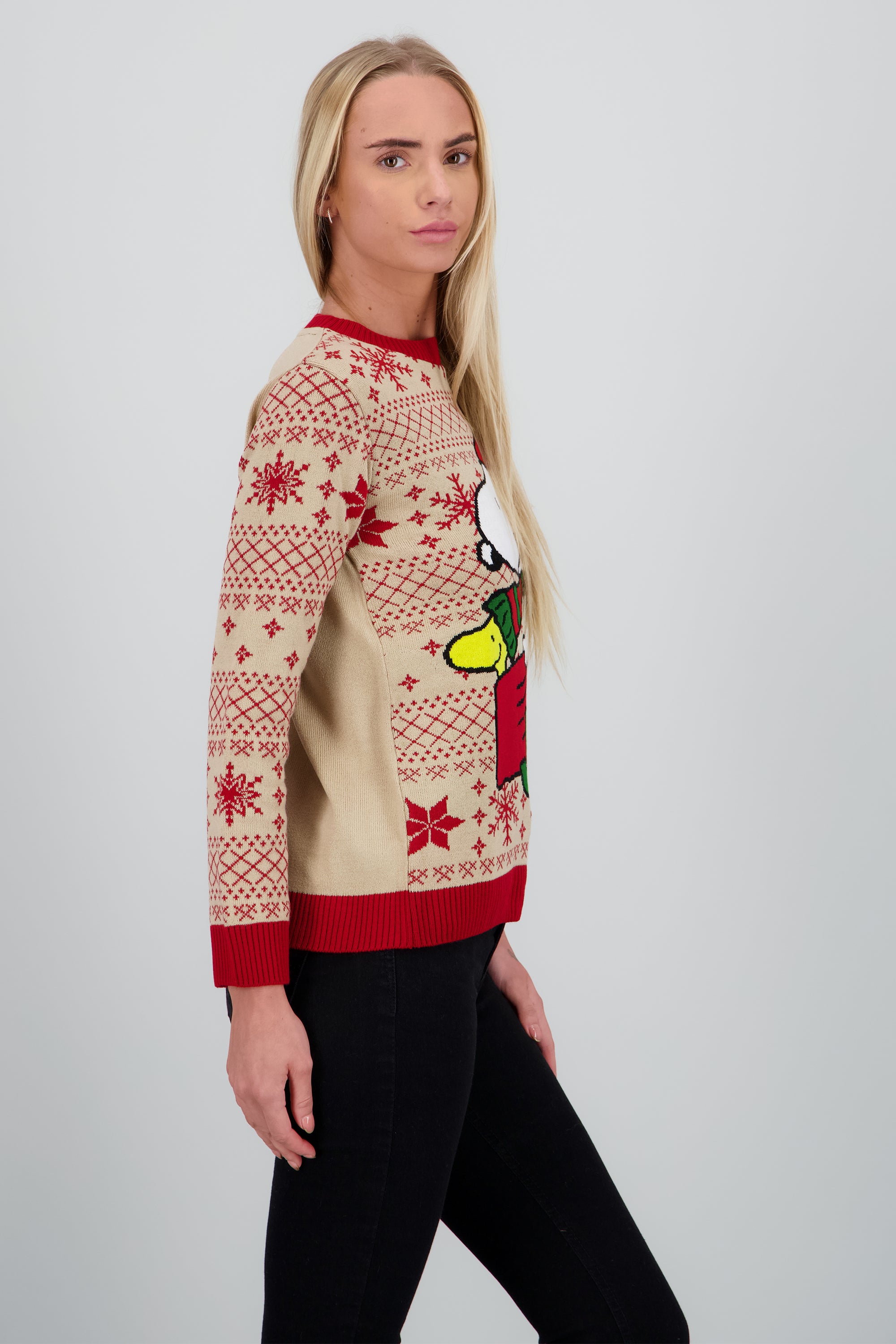 Sueter grecas Snoopy Woodstock xmas KHAKI COMBO