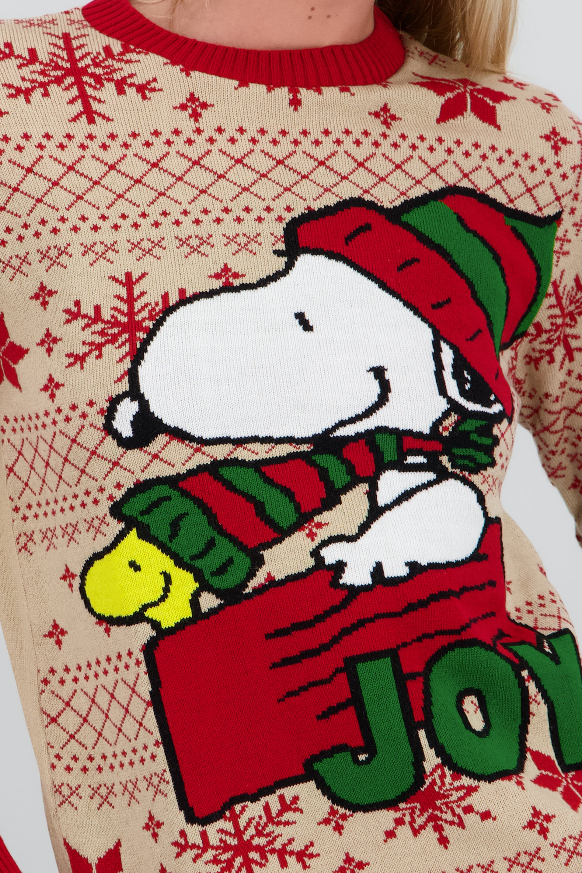 Sueter grecas Snoopy Woodstock xmas KHAKI COMBO