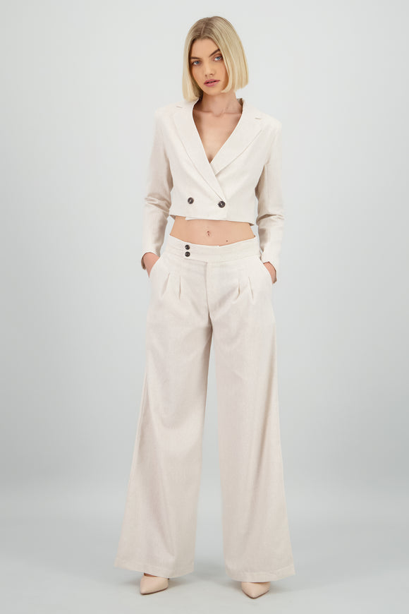 Pantalón fluido pinzas con lino