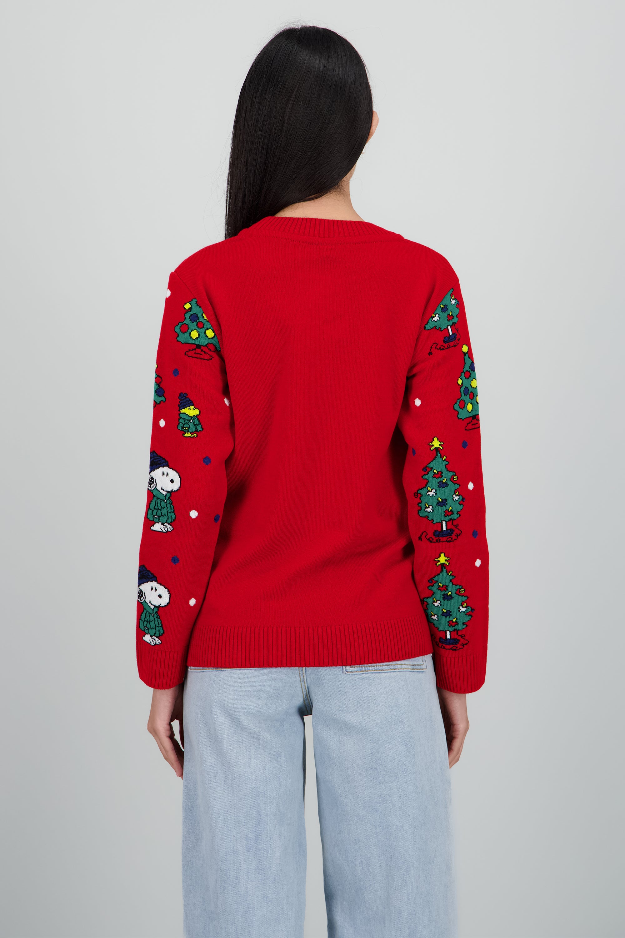 Sueter contraste Snoopy arbolito ROJO COMBO