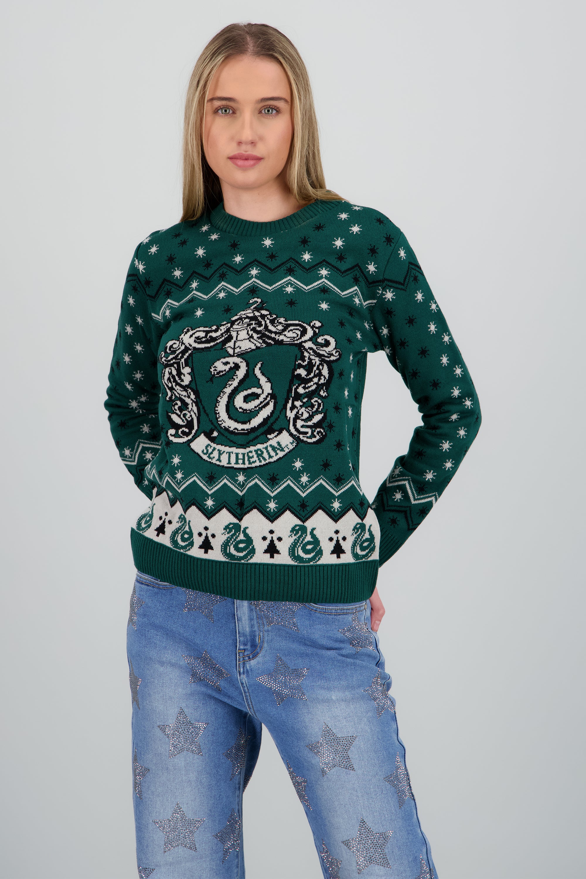 Sueter navideño Slytherin VERDE COMBO