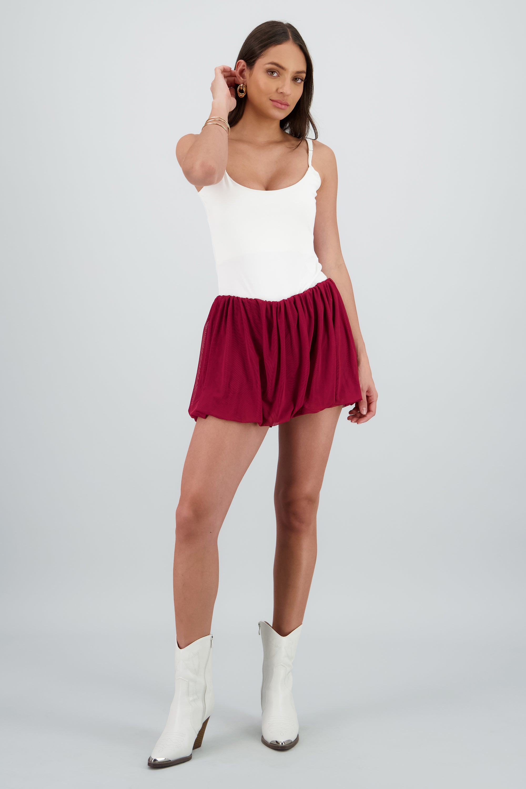Minifalda globo mesh VINO