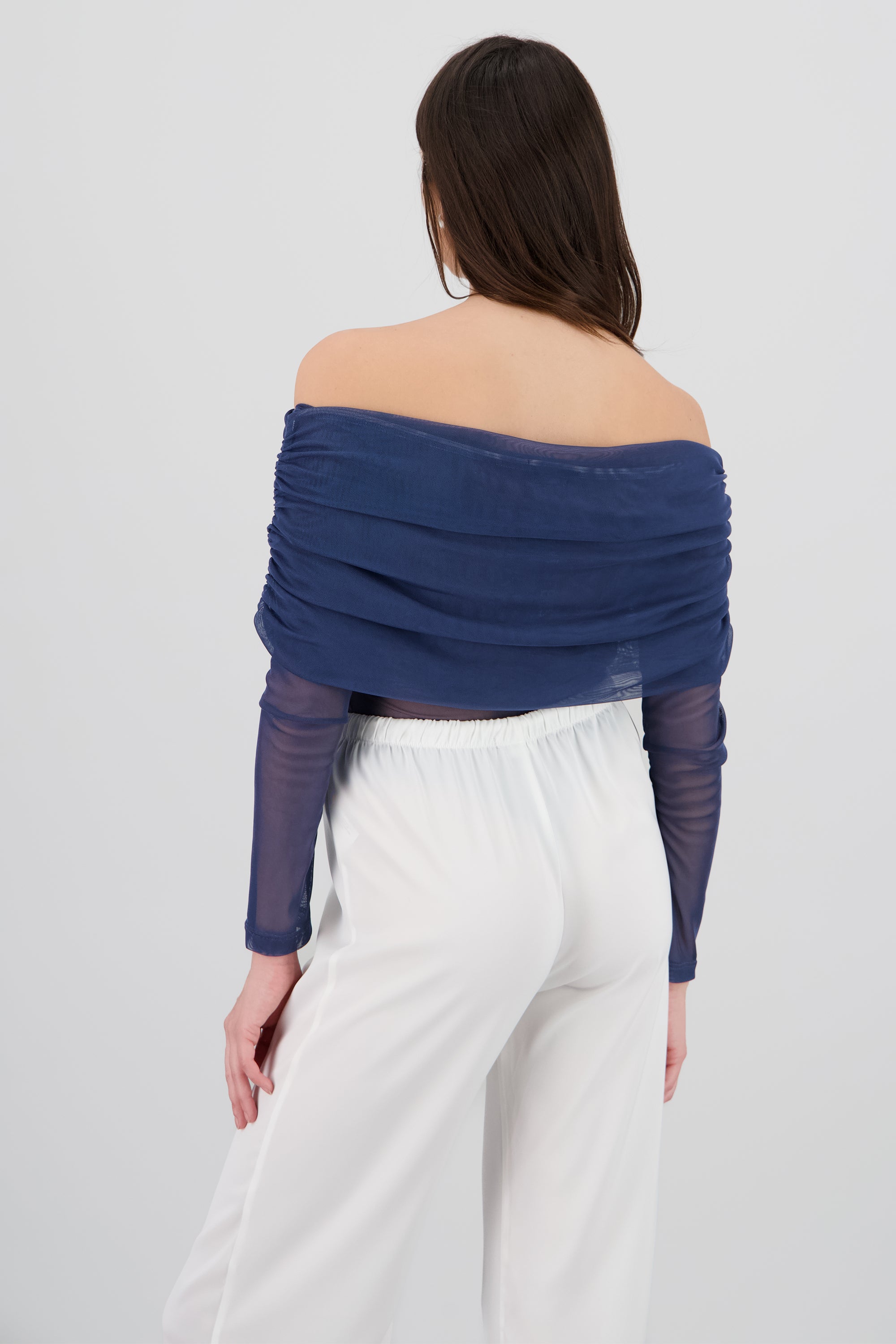 Mesh Off Shoulder Top AZUL