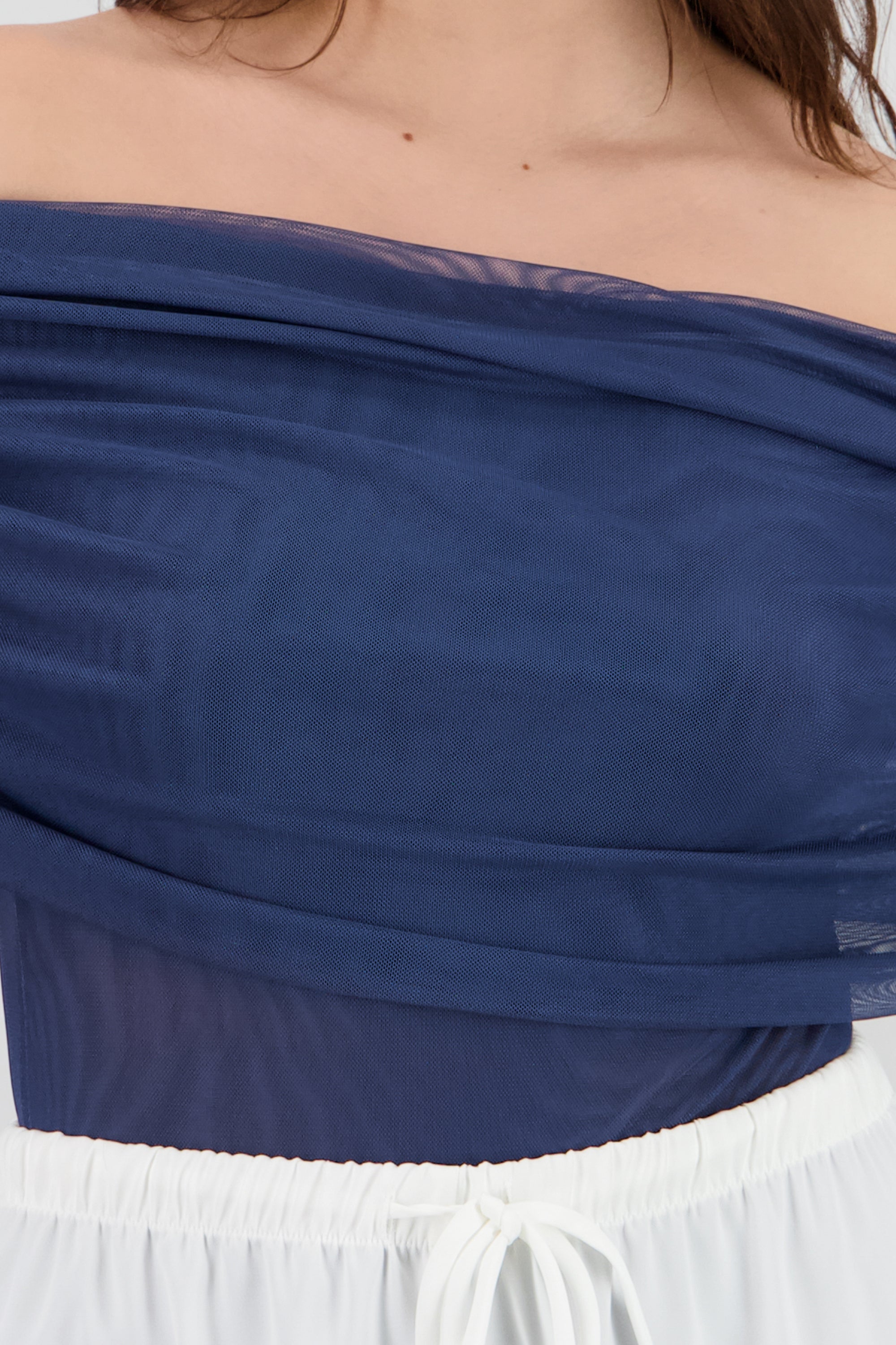 Mesh Off Shoulder Top AZUL