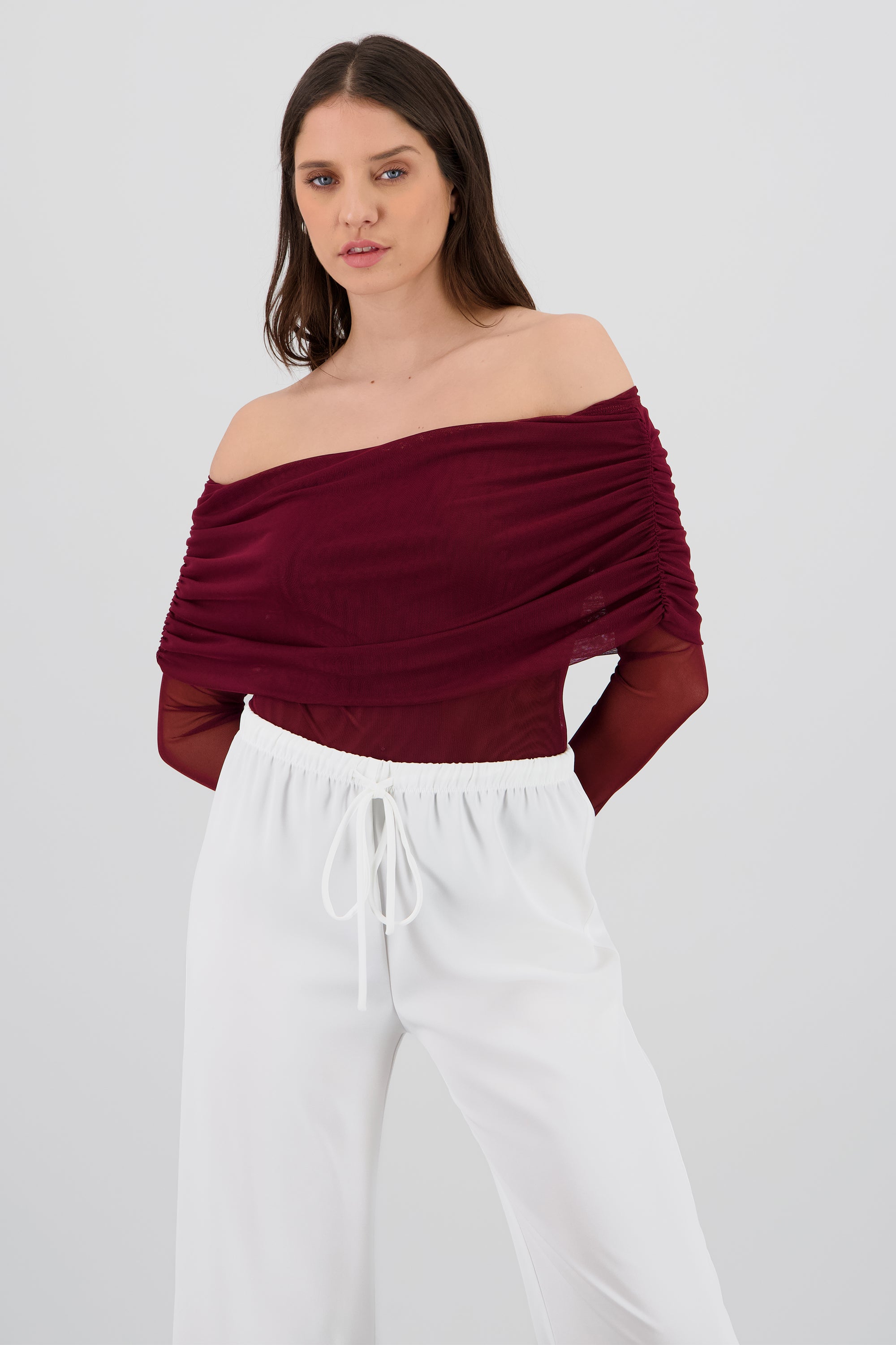 Mesh Off Shoulder Top VINO