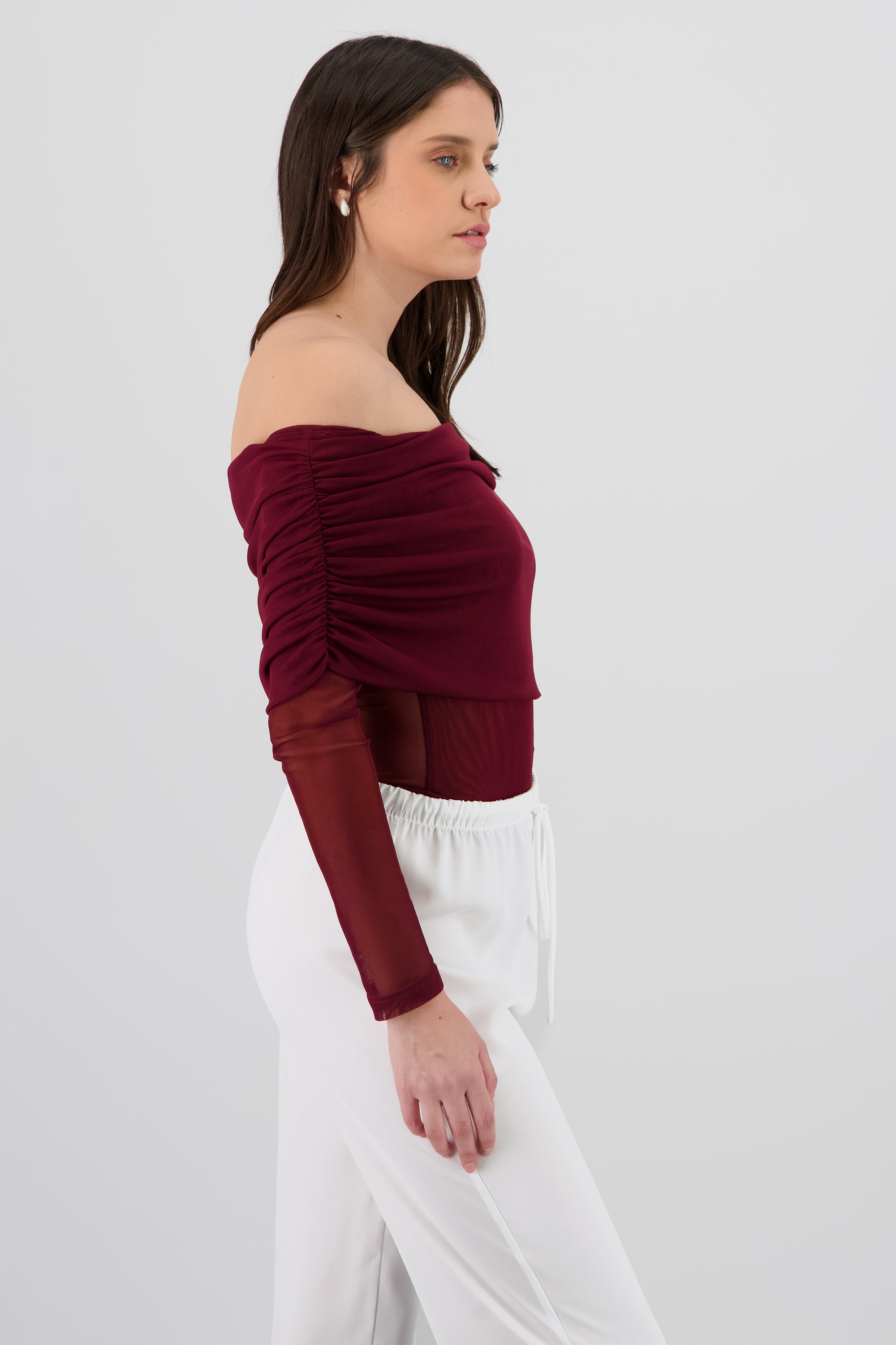 Mesh Off Shoulder Top VINO